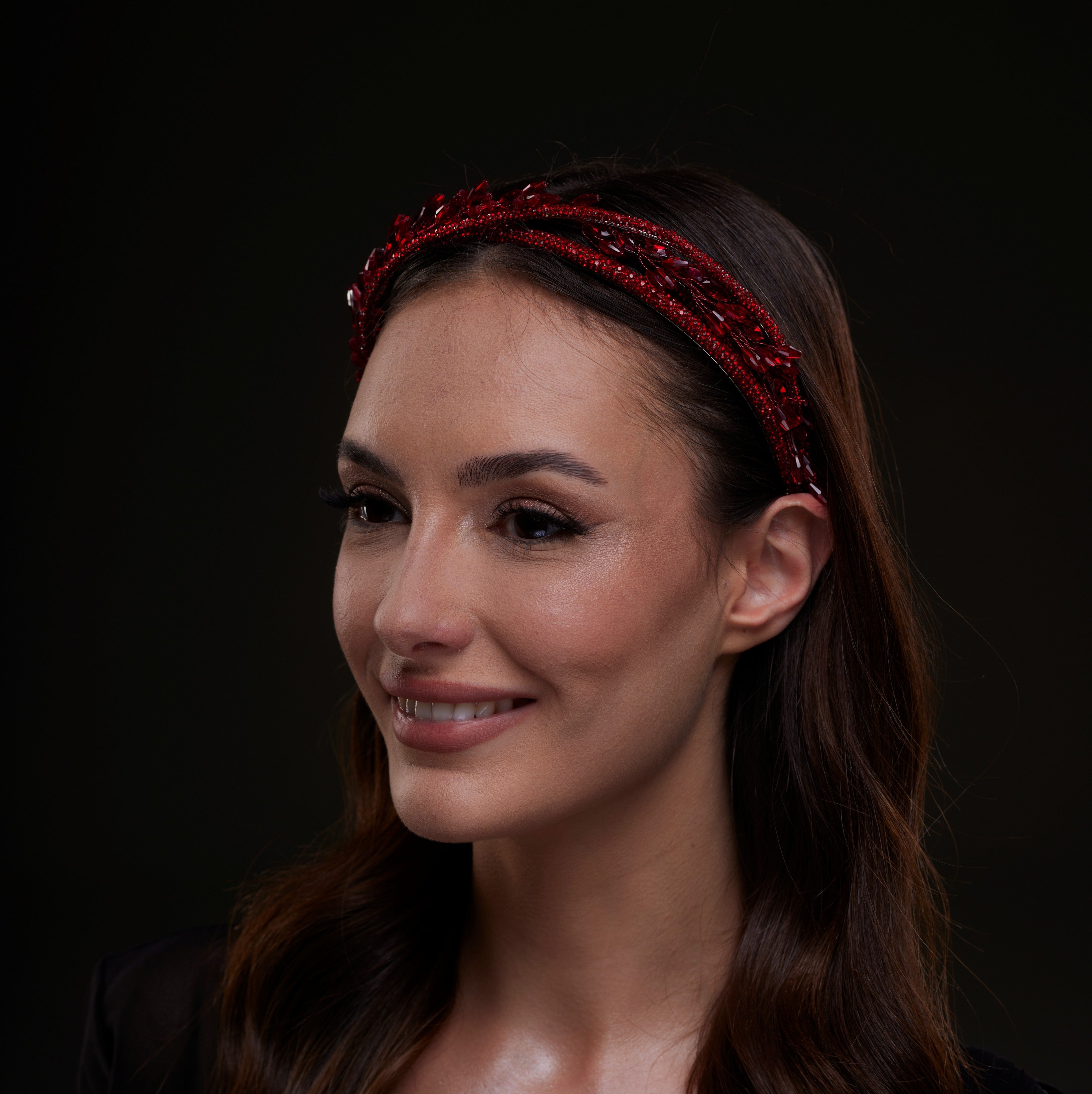 Red  Crystal Leaf Headband