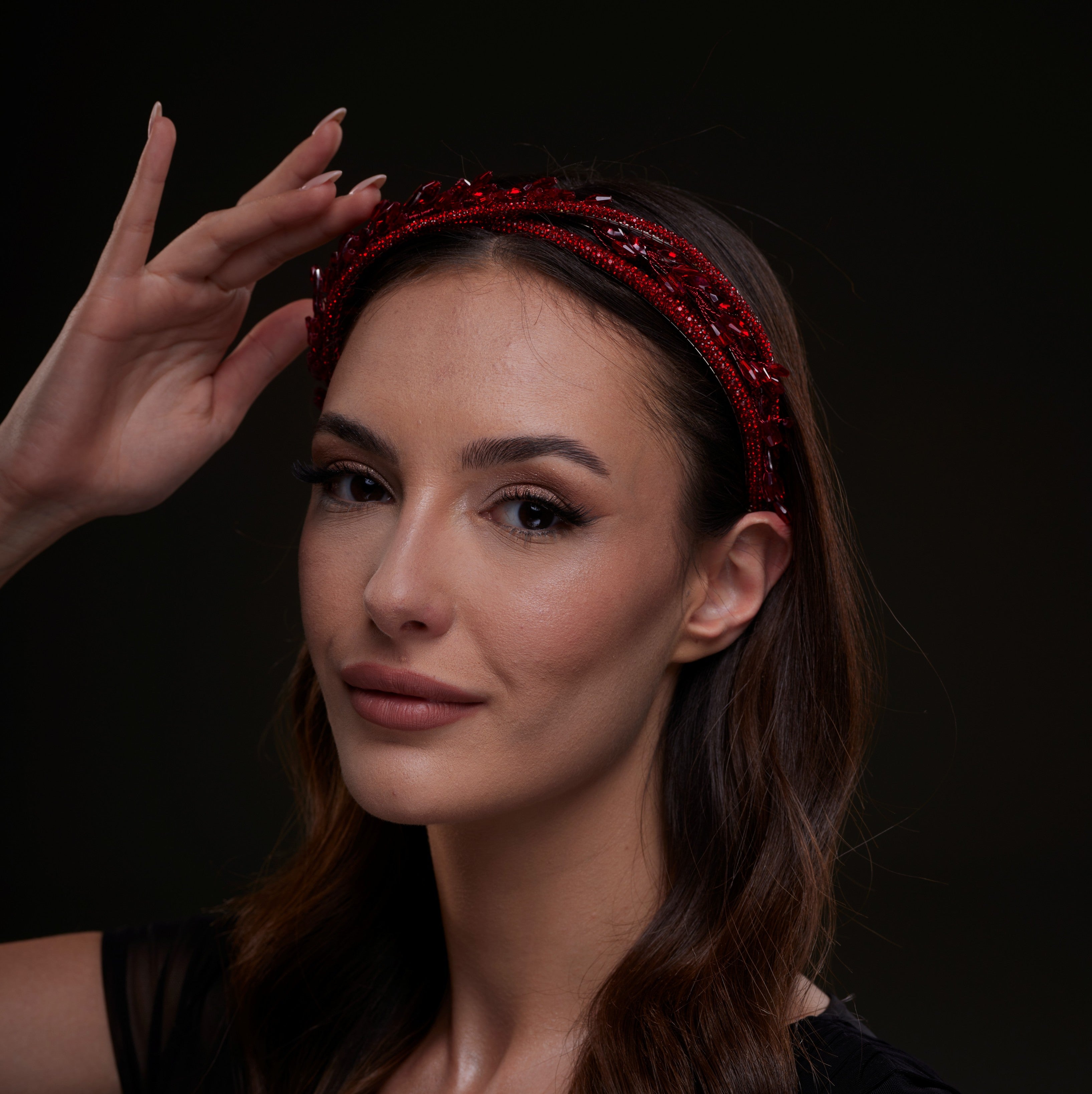 Red  Crystal Leaf Headband