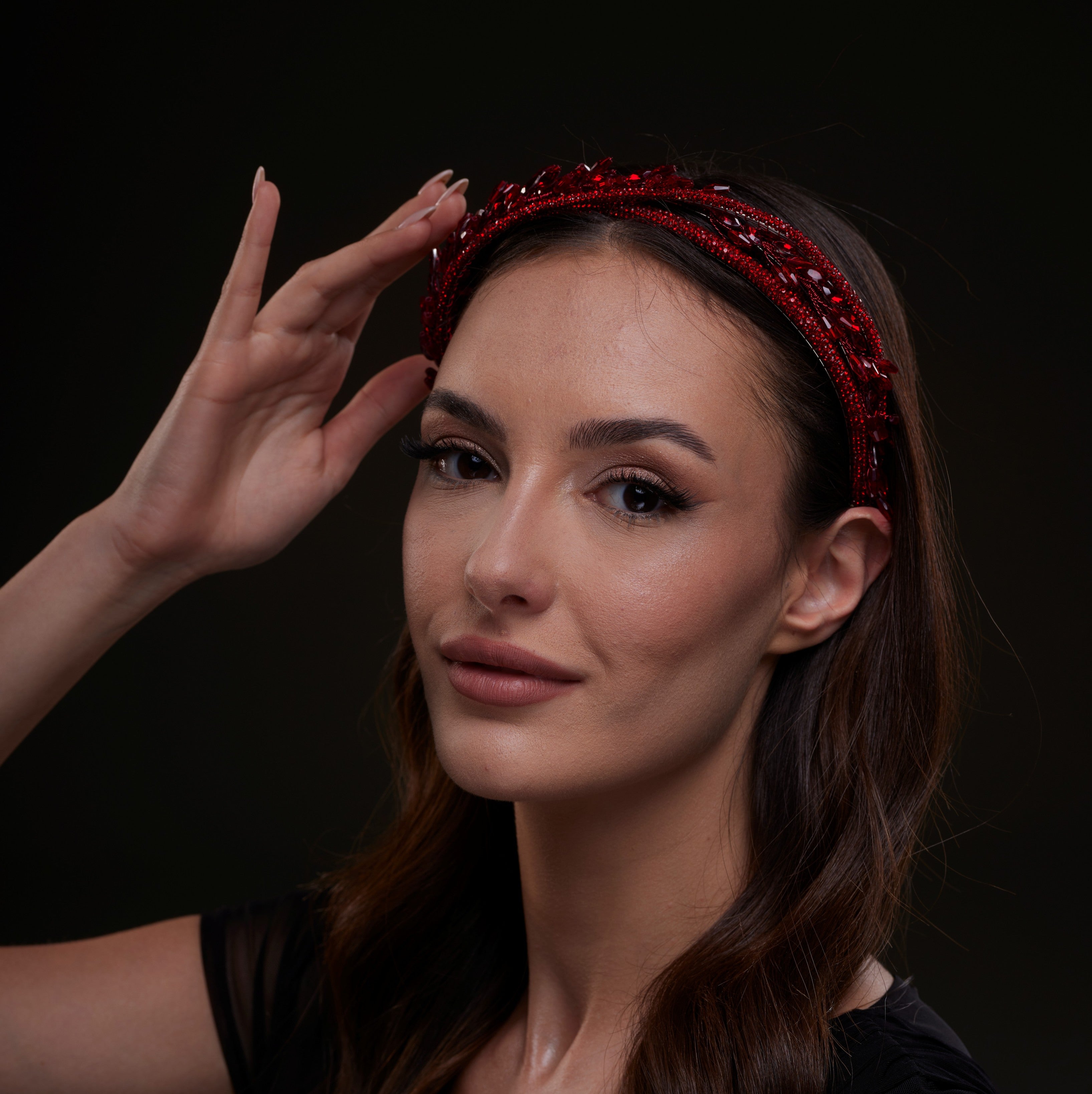 Red  Crystal Leaf Headband