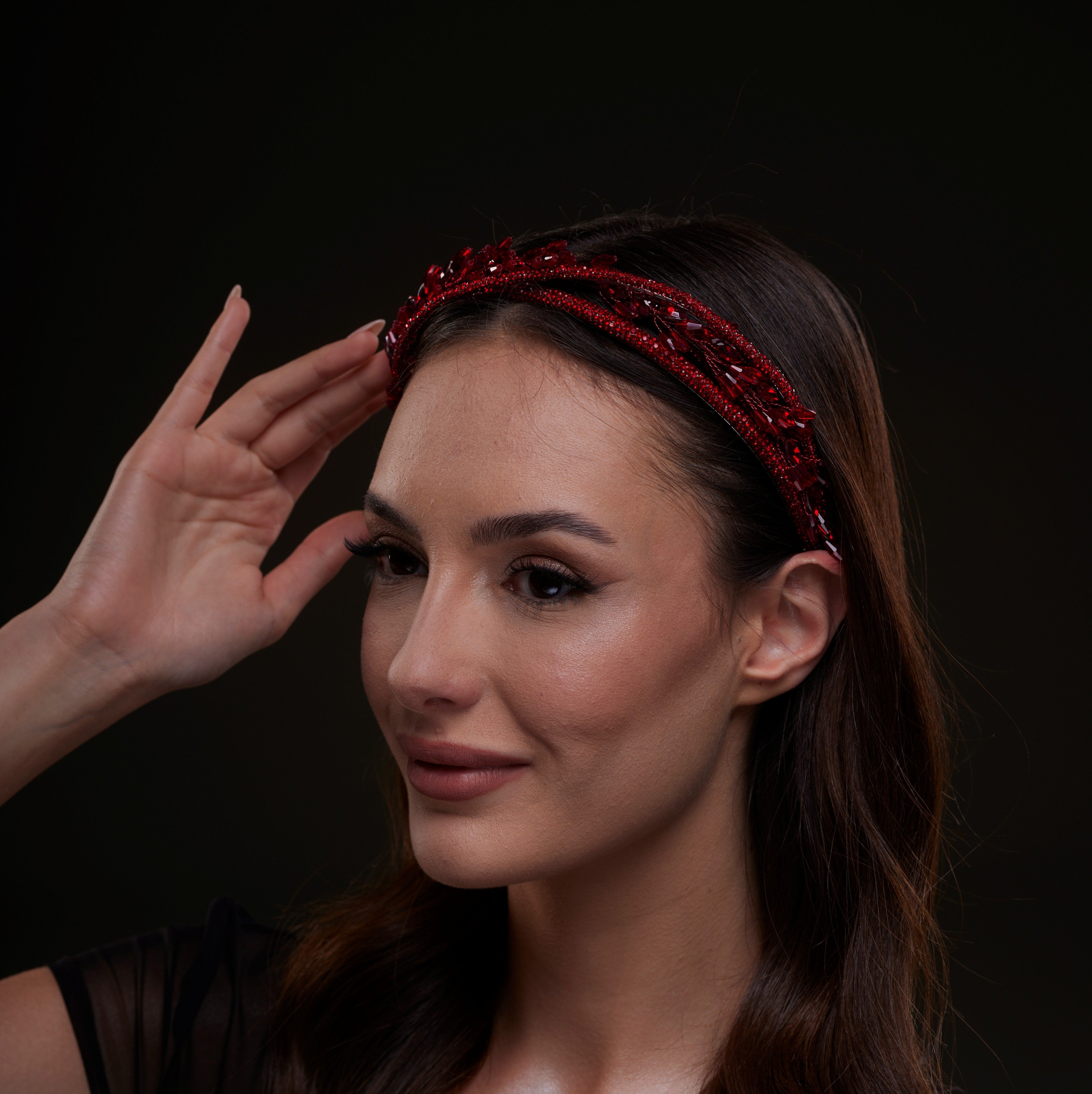 Red  Crystal Leaf Headband