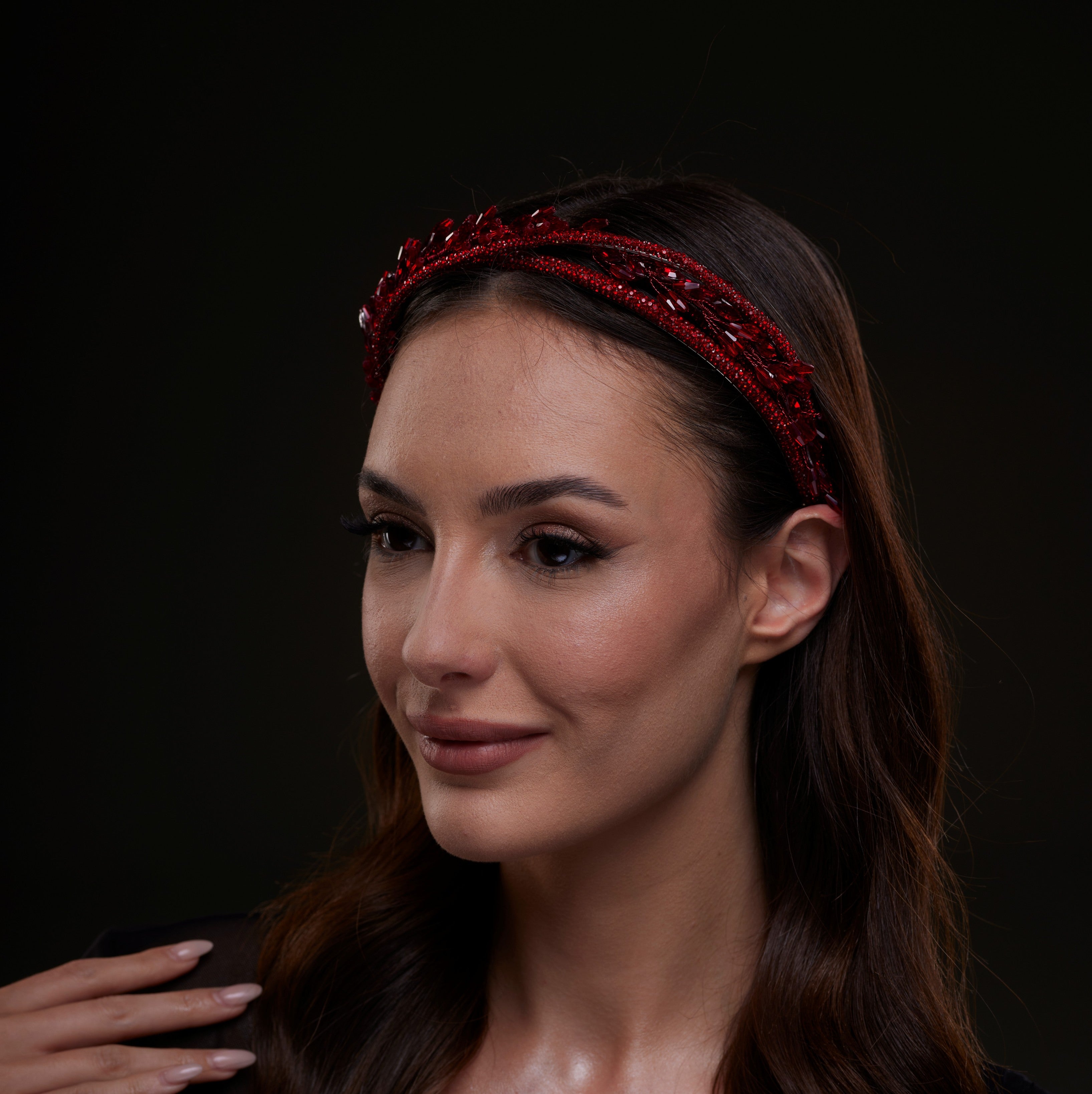 Red  Crystal Leaf Headband