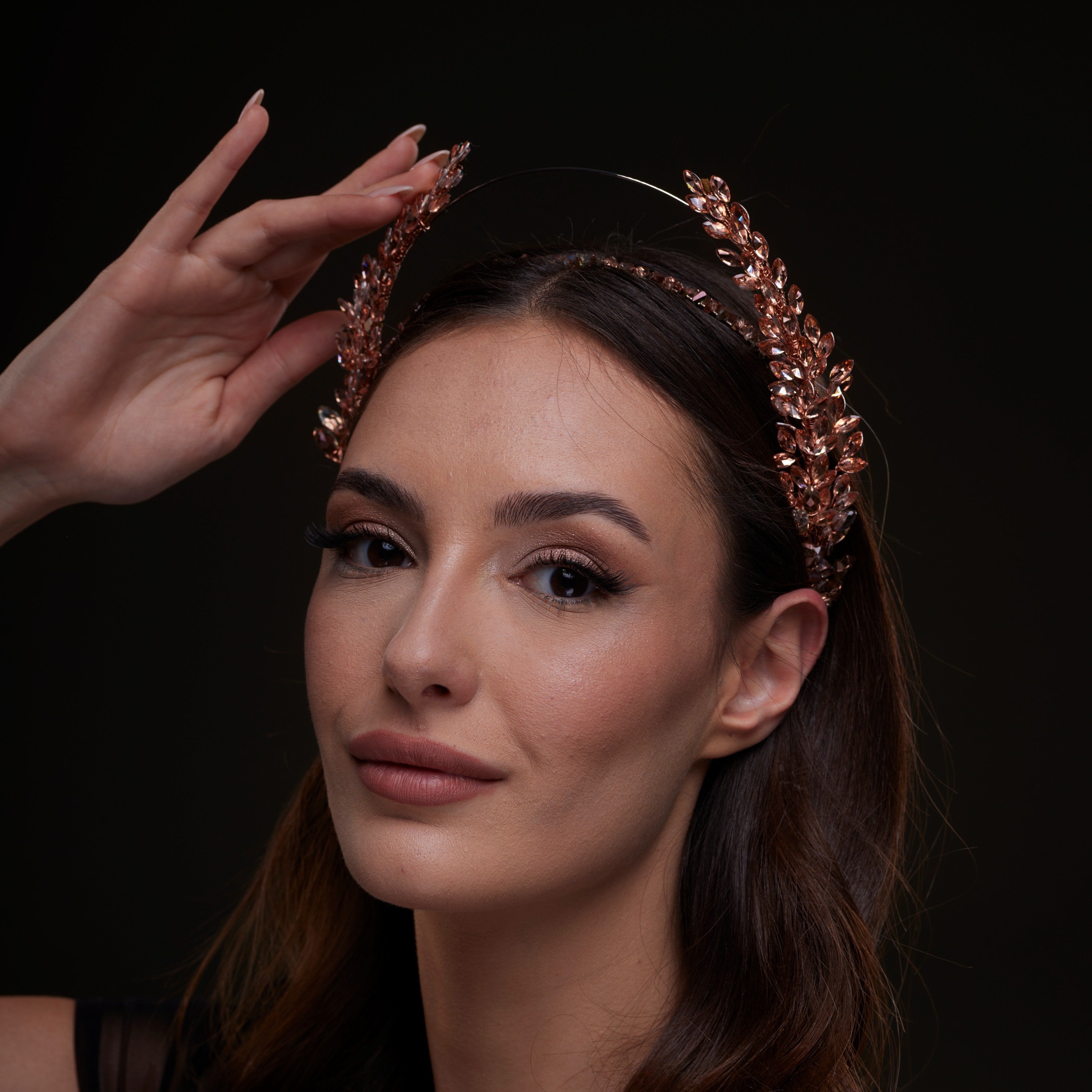 Rose Crystal Leaf Crown Headband