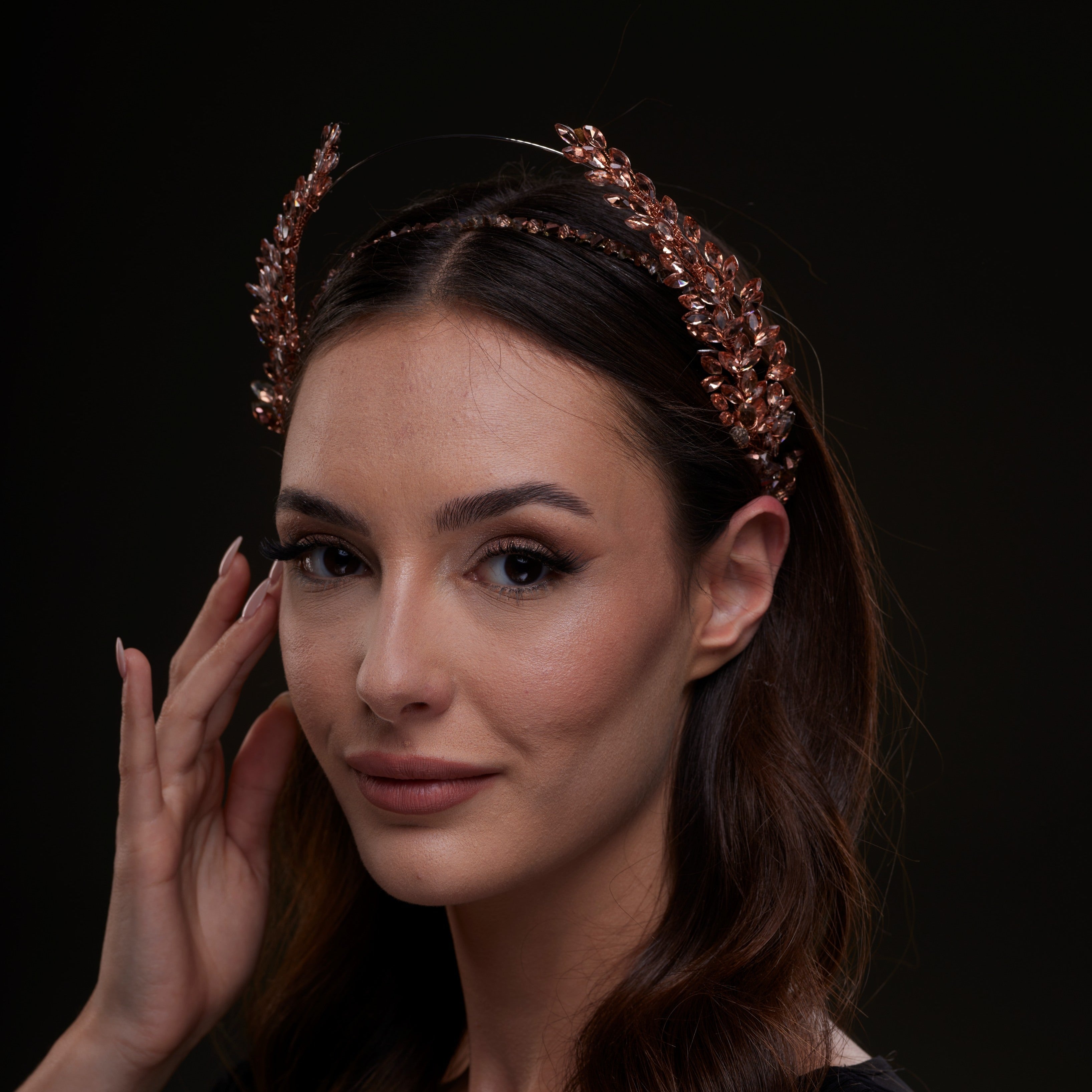Rose Crystal Leaf Crown Headband