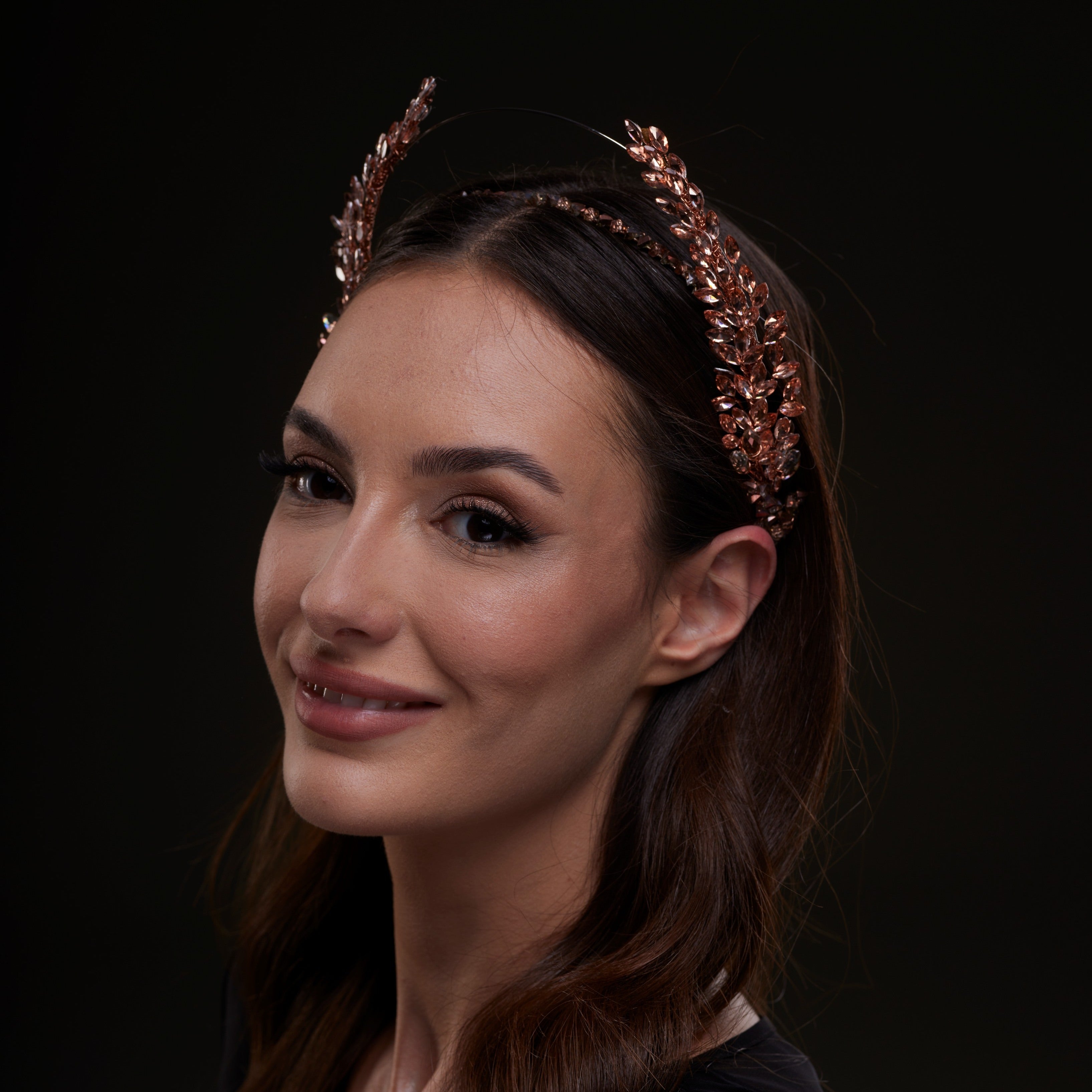 Rose Crystal Leaf Crown Headband