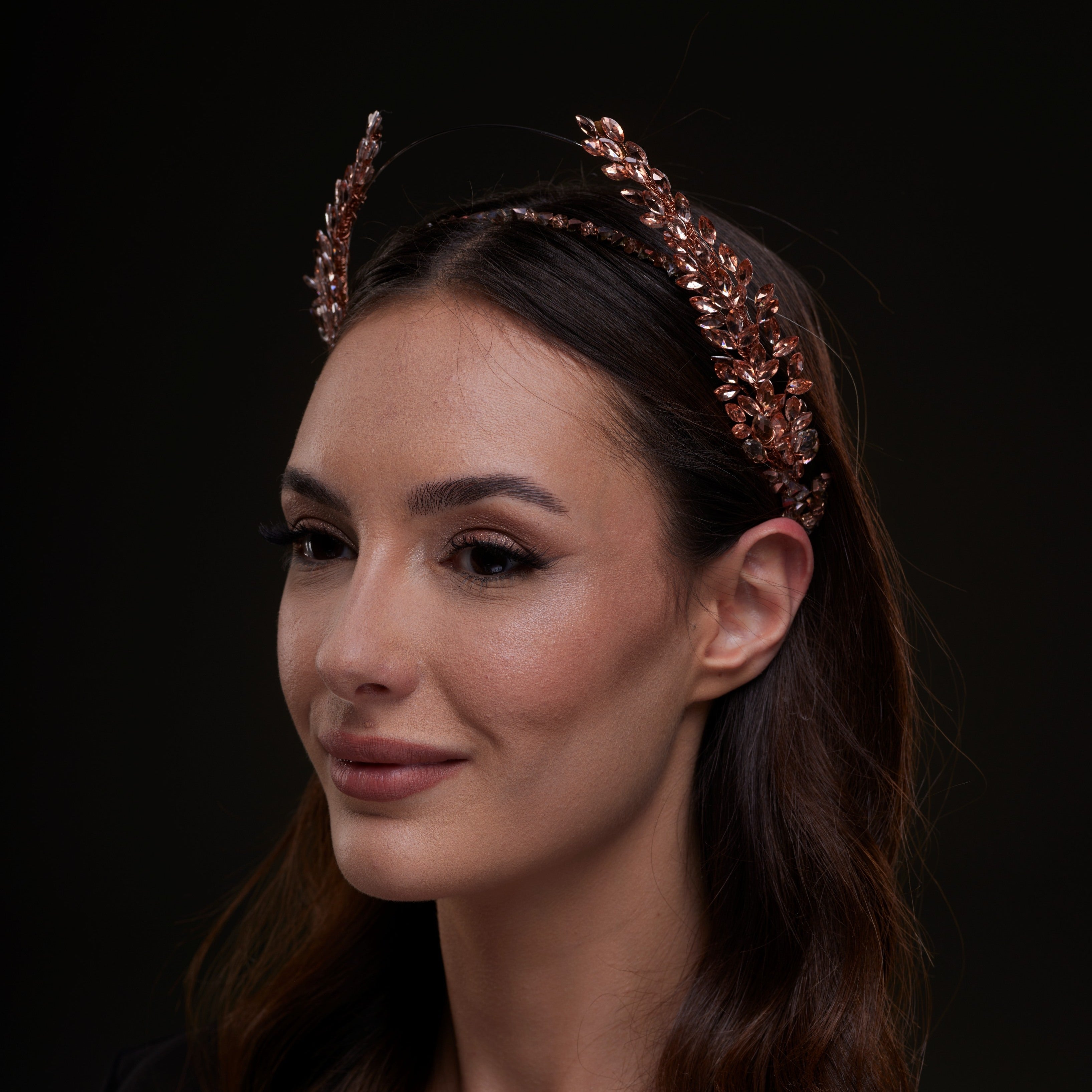 Rose Crystal Leaf Crown Headband