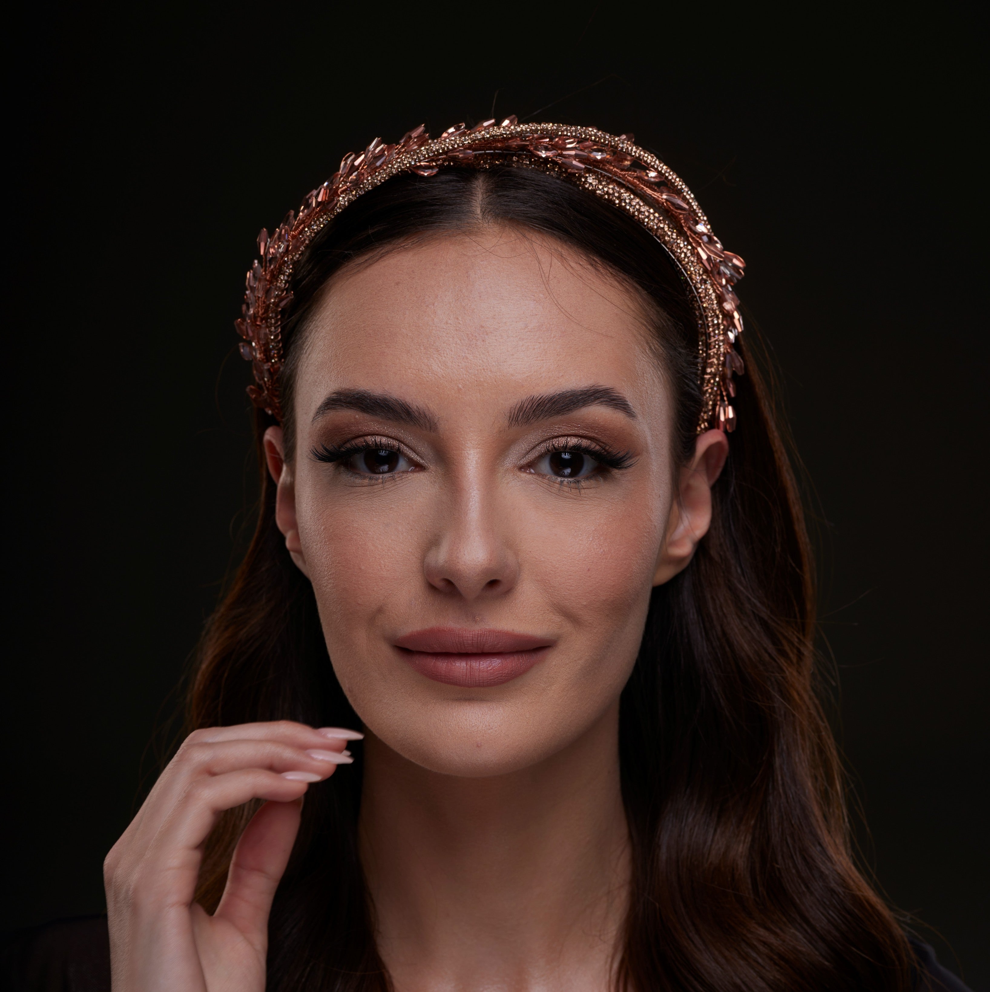 Rose Gold  Crystal Leaf Headband