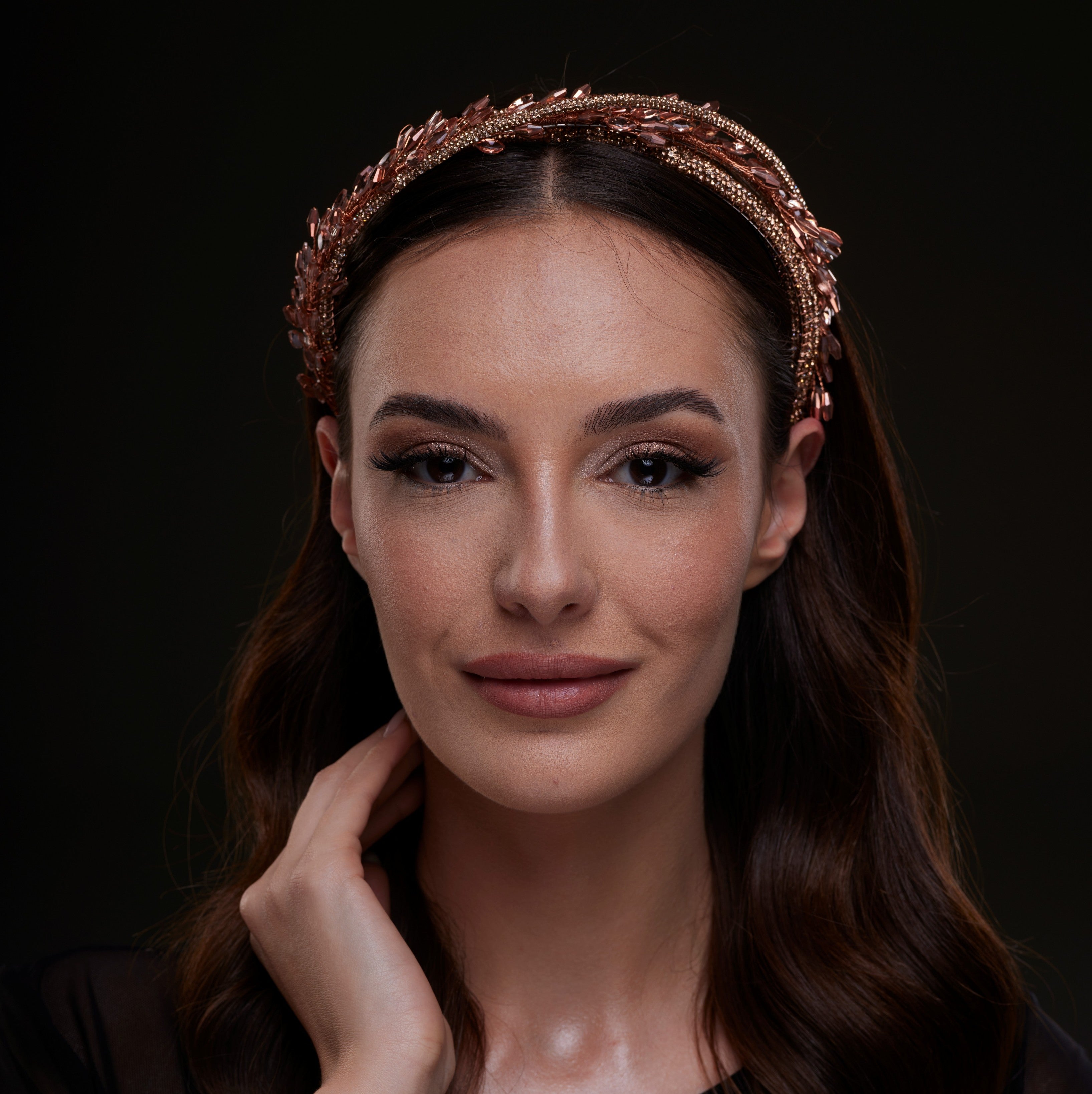 Rose Gold  Crystal Leaf Headband