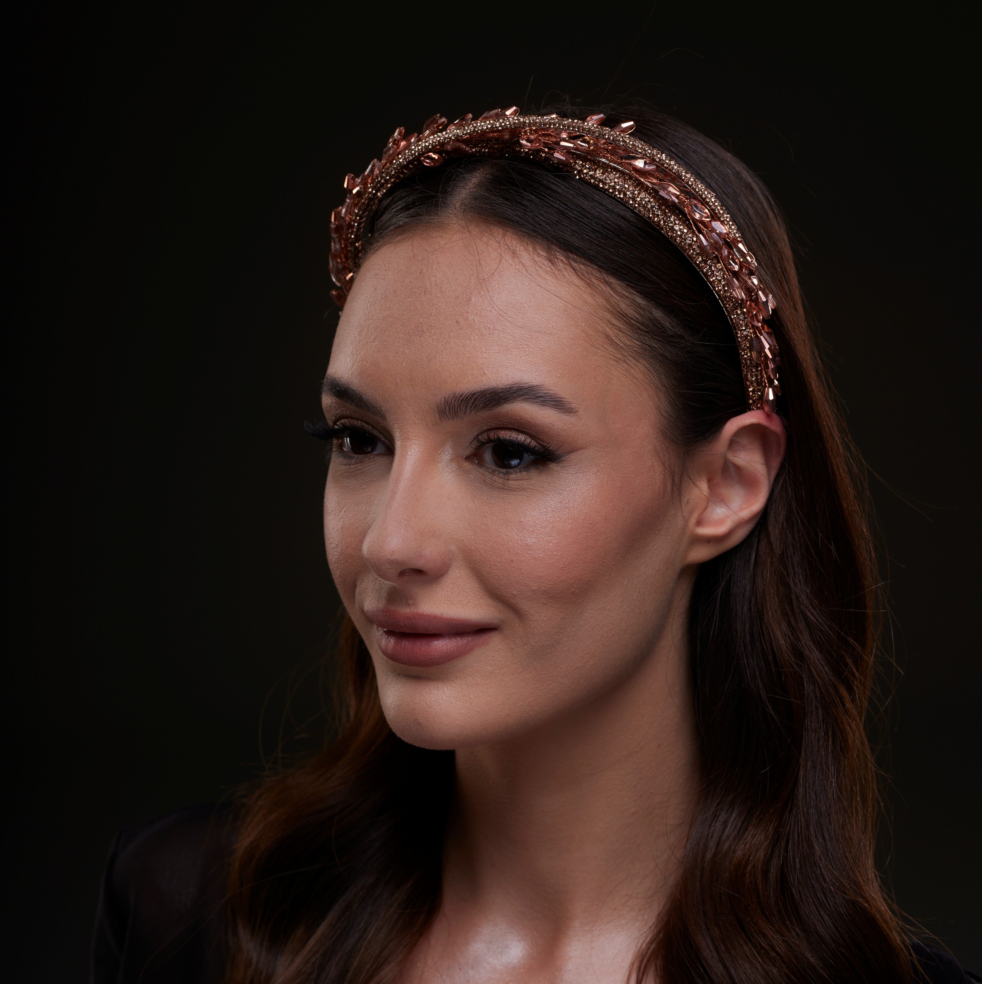 Rose Gold  Crystal Leaf Headband