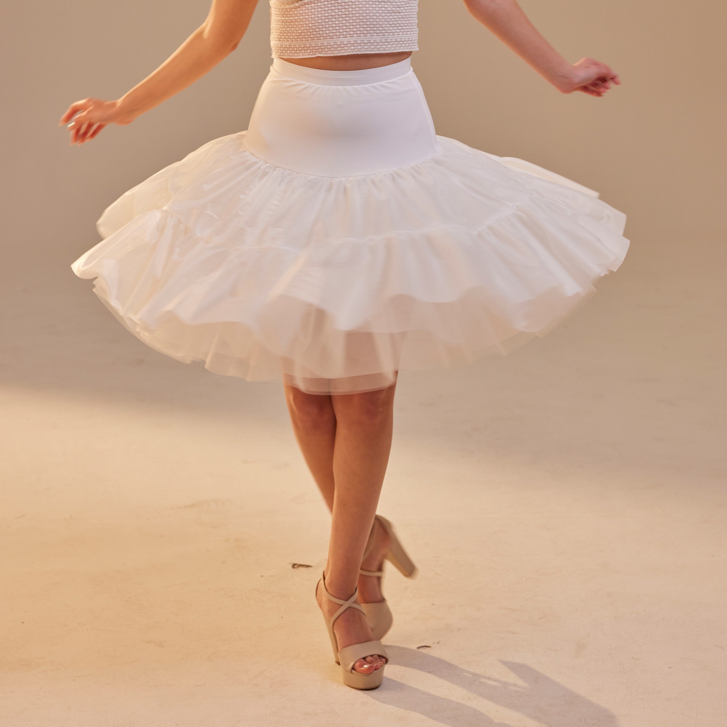 Short Petticoat Skirt with Corsage ,  Fluffy Layered Petticoat for Wedding, Party & Everyday Wear