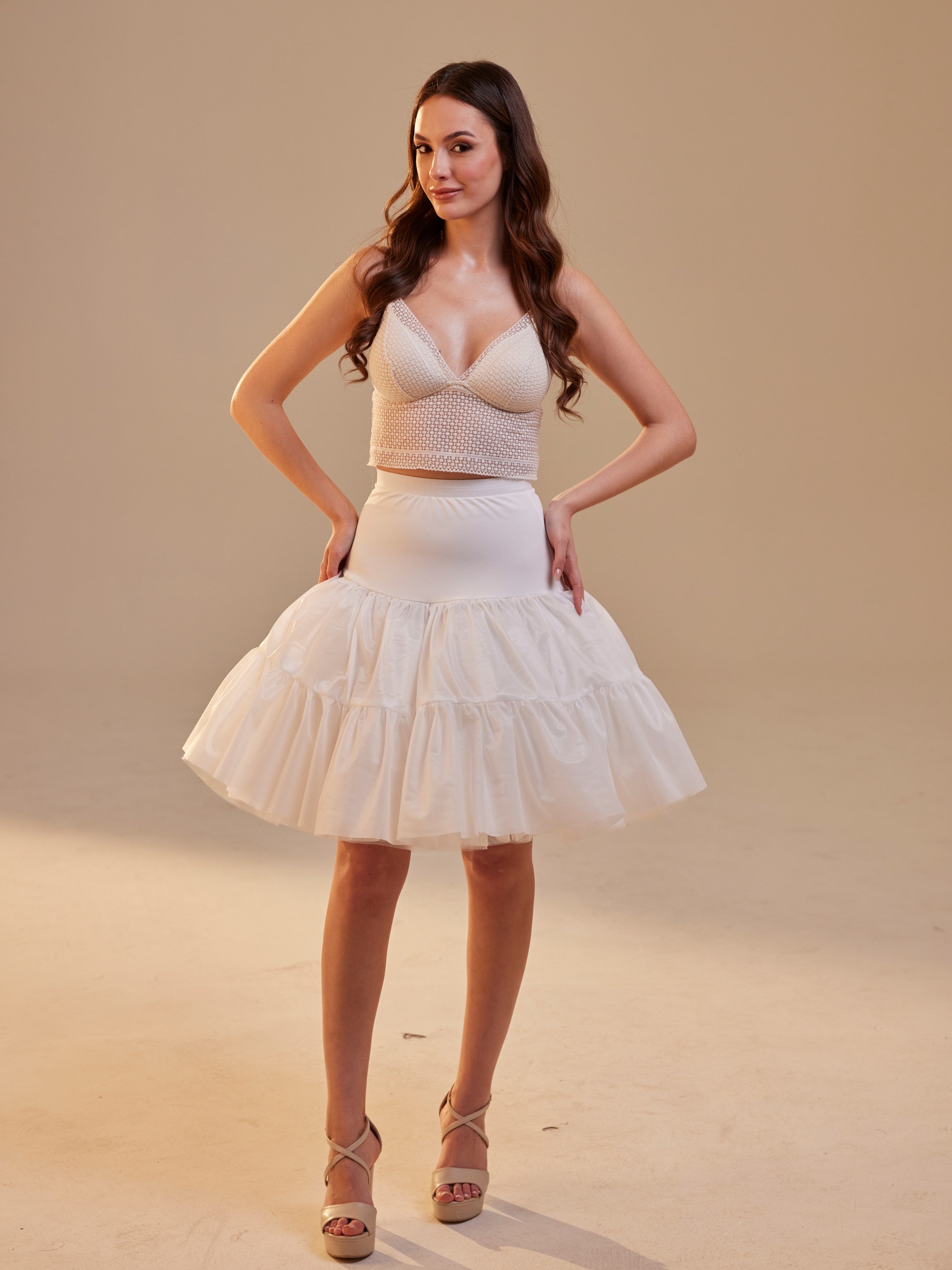 Short Petticoat Skirt with Corsage ,  Fluffy Layered Petticoat for Wedding, Party & Everyday Wear