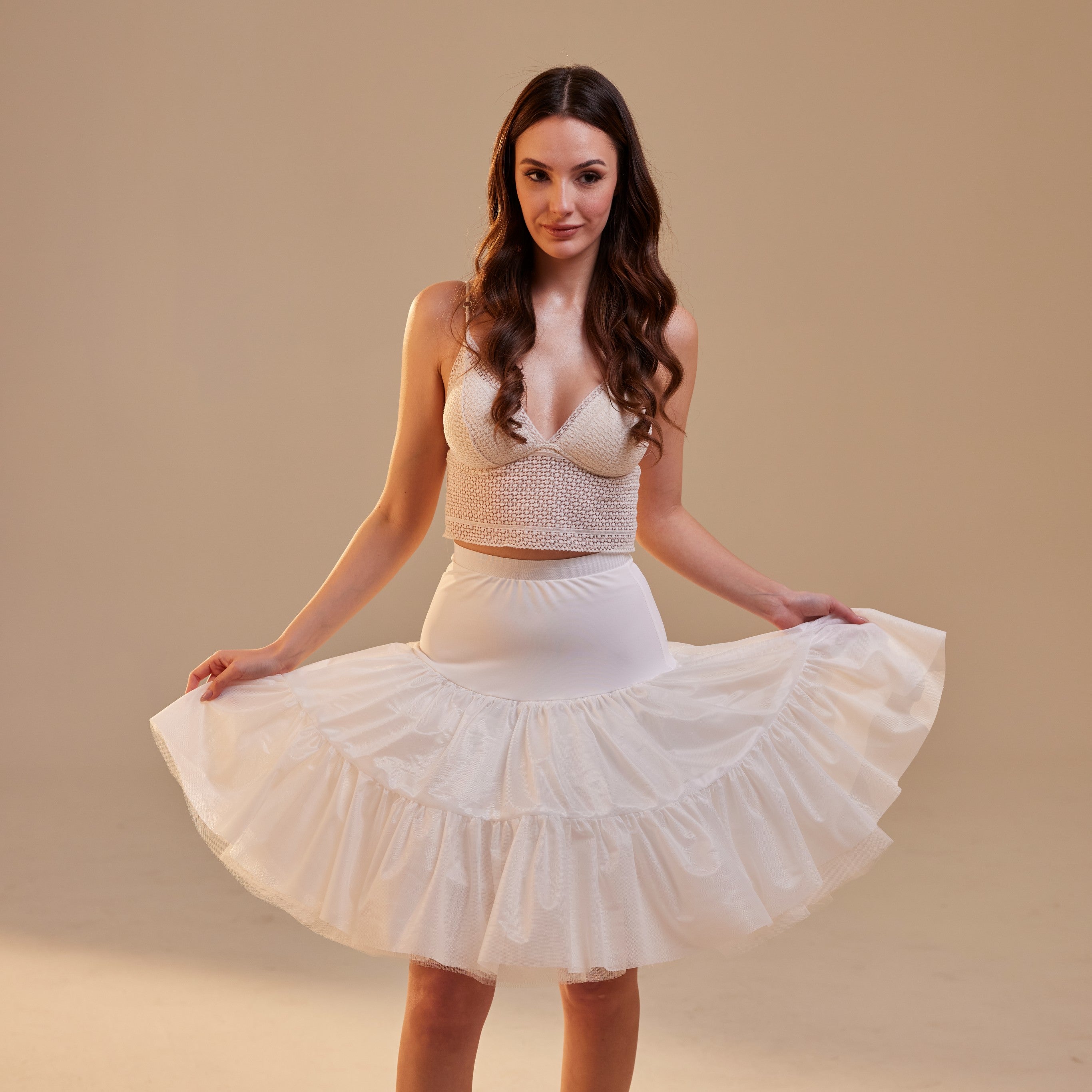 Short Petticoat Skirt with Corsage ,  Fluffy Layered Petticoat for Wedding, Party & Everyday Wear