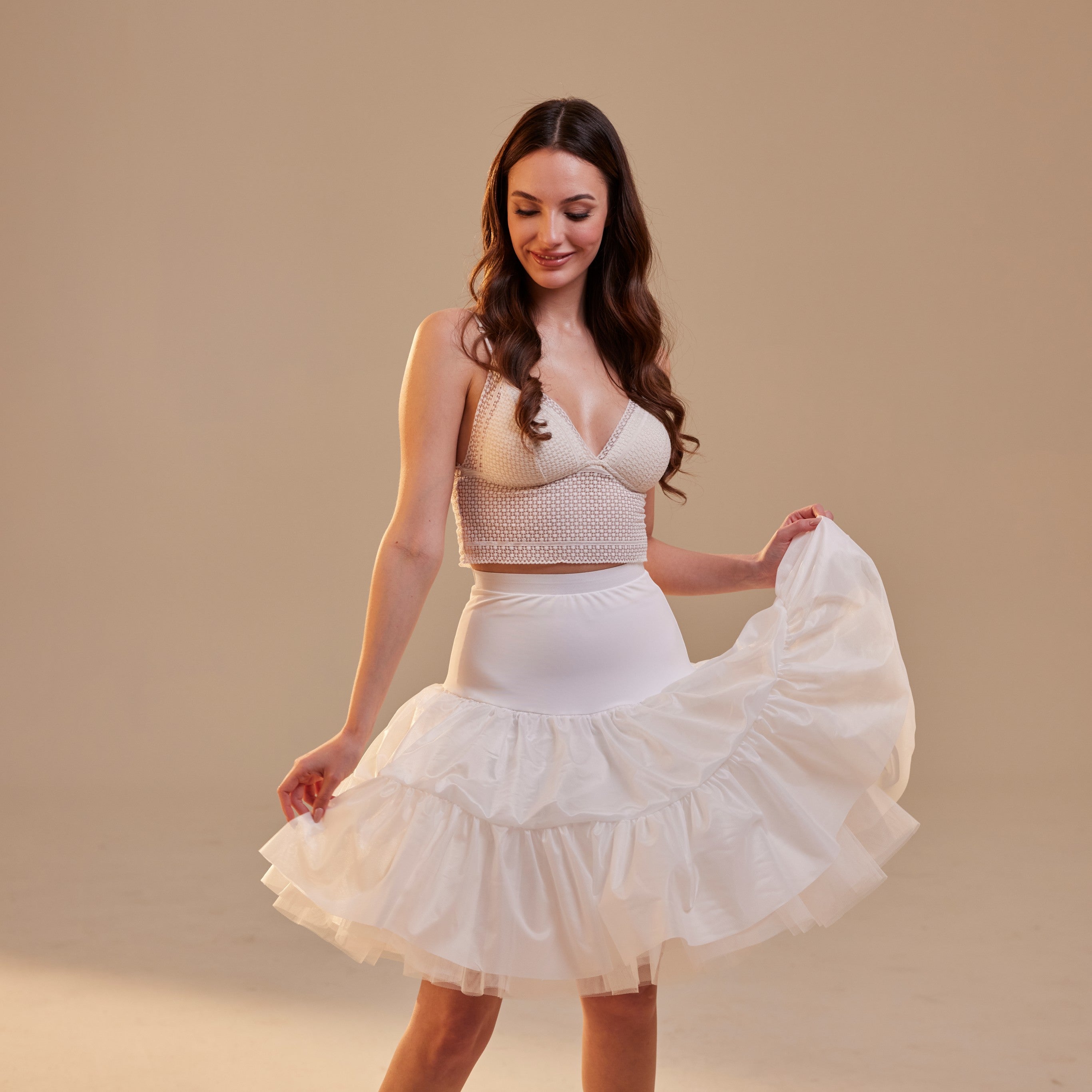 Short Petticoat Skirt with Corsage ,  Fluffy Layered Petticoat for Wedding, Party & Everyday Wear