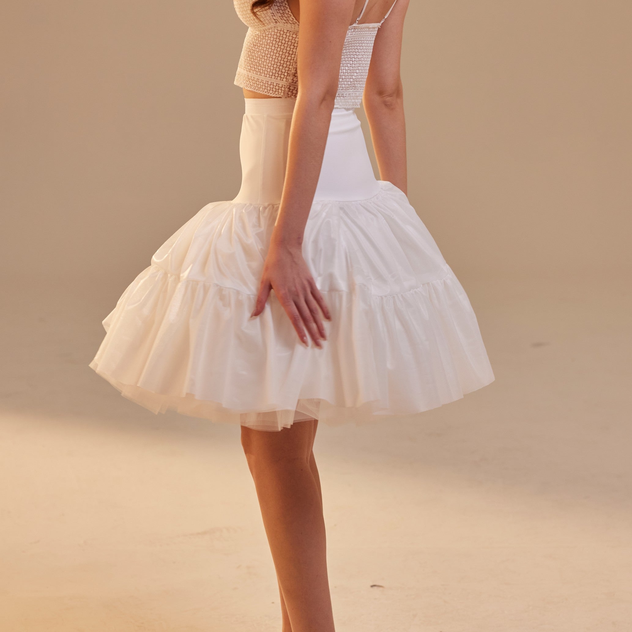 Short Petticoat Skirt with Corsage ,  Fluffy Layered Petticoat for Wedding, Party & Everyday Wear