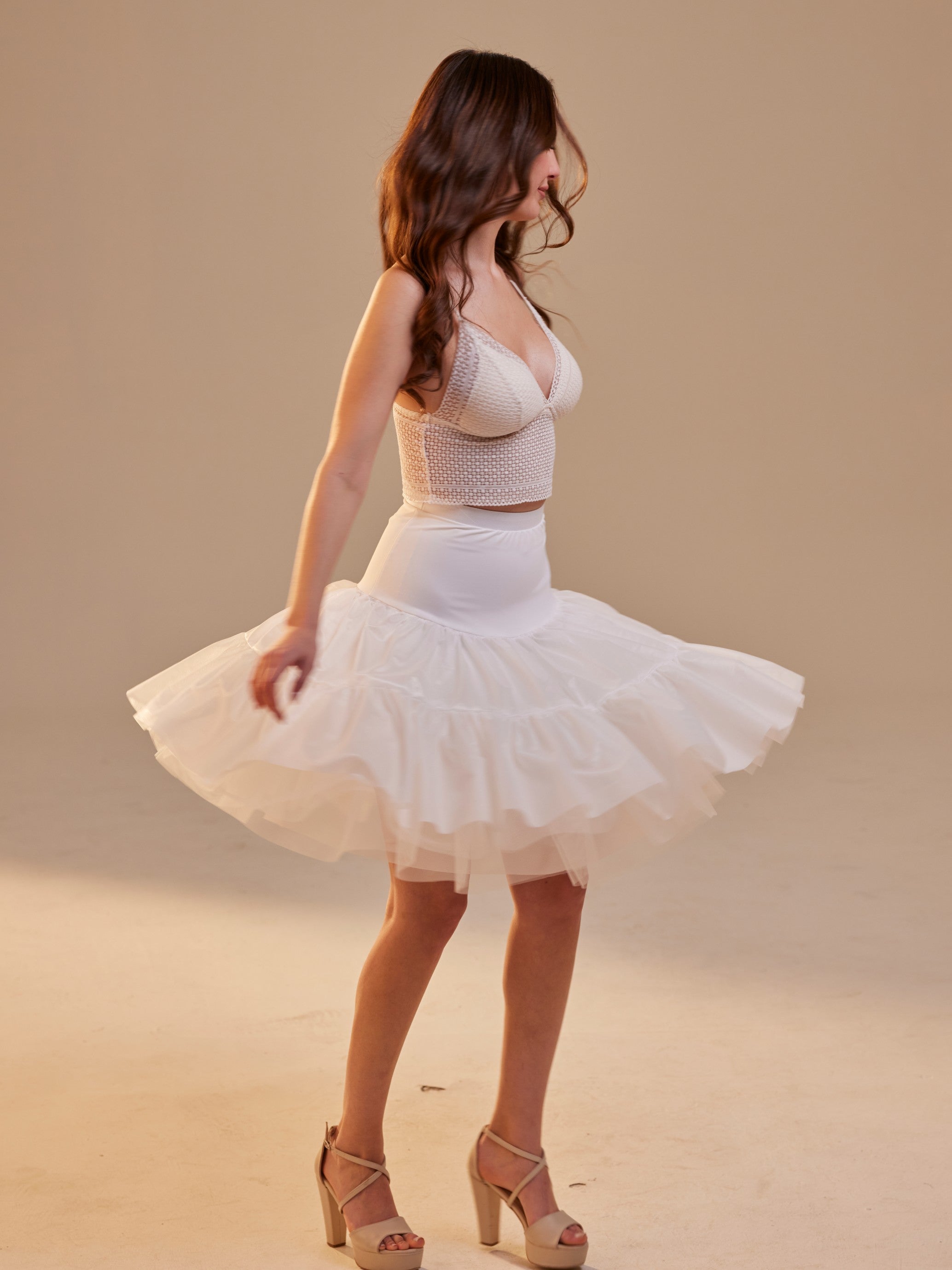 Short Petticoat Skirt with Corsage ,  Fluffy Layered Petticoat for Wedding, Party & Everyday Wear