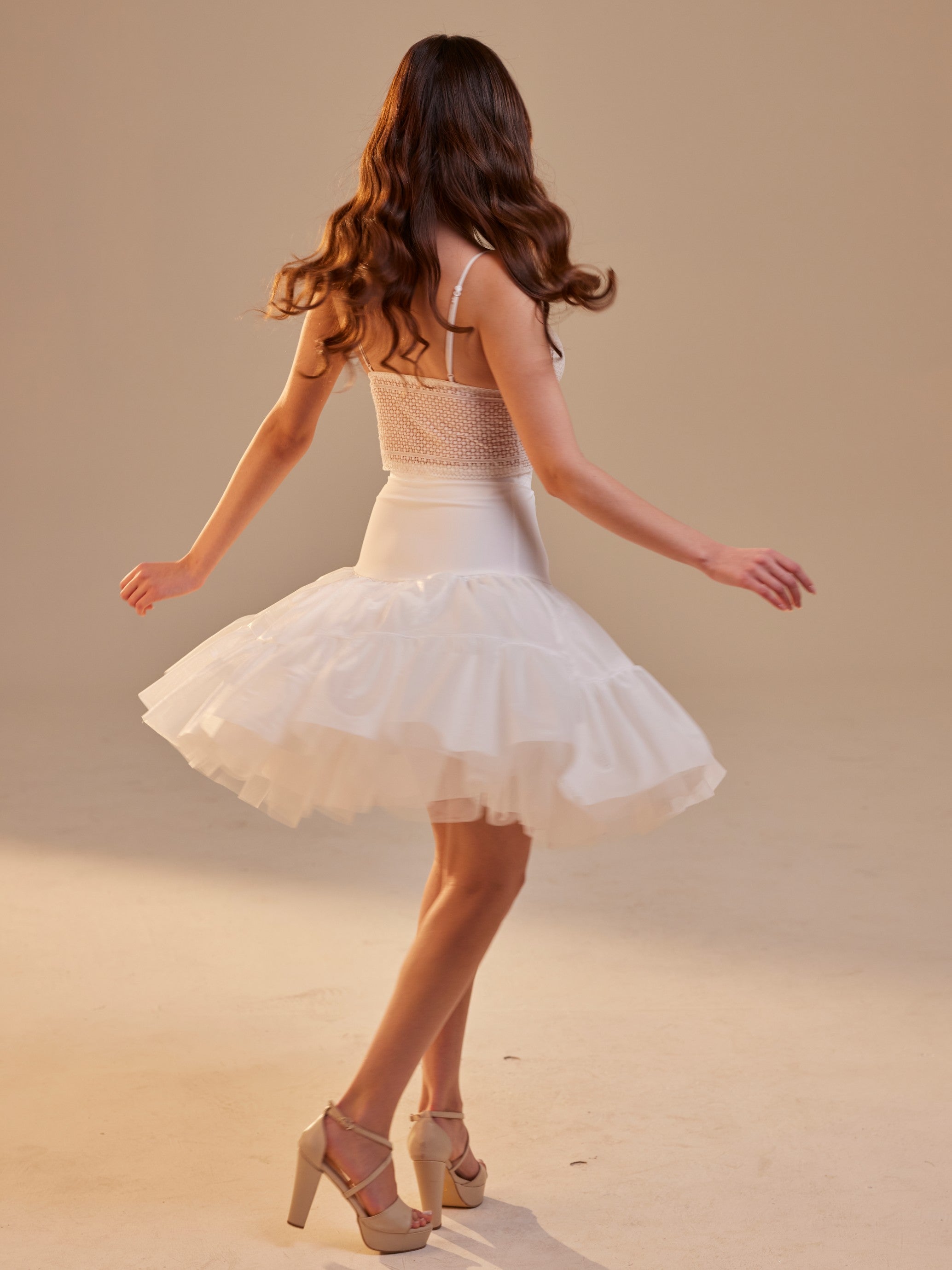 Short Petticoat Skirt with Corsage ,  Fluffy Layered Petticoat for Wedding, Party & Everyday Wear