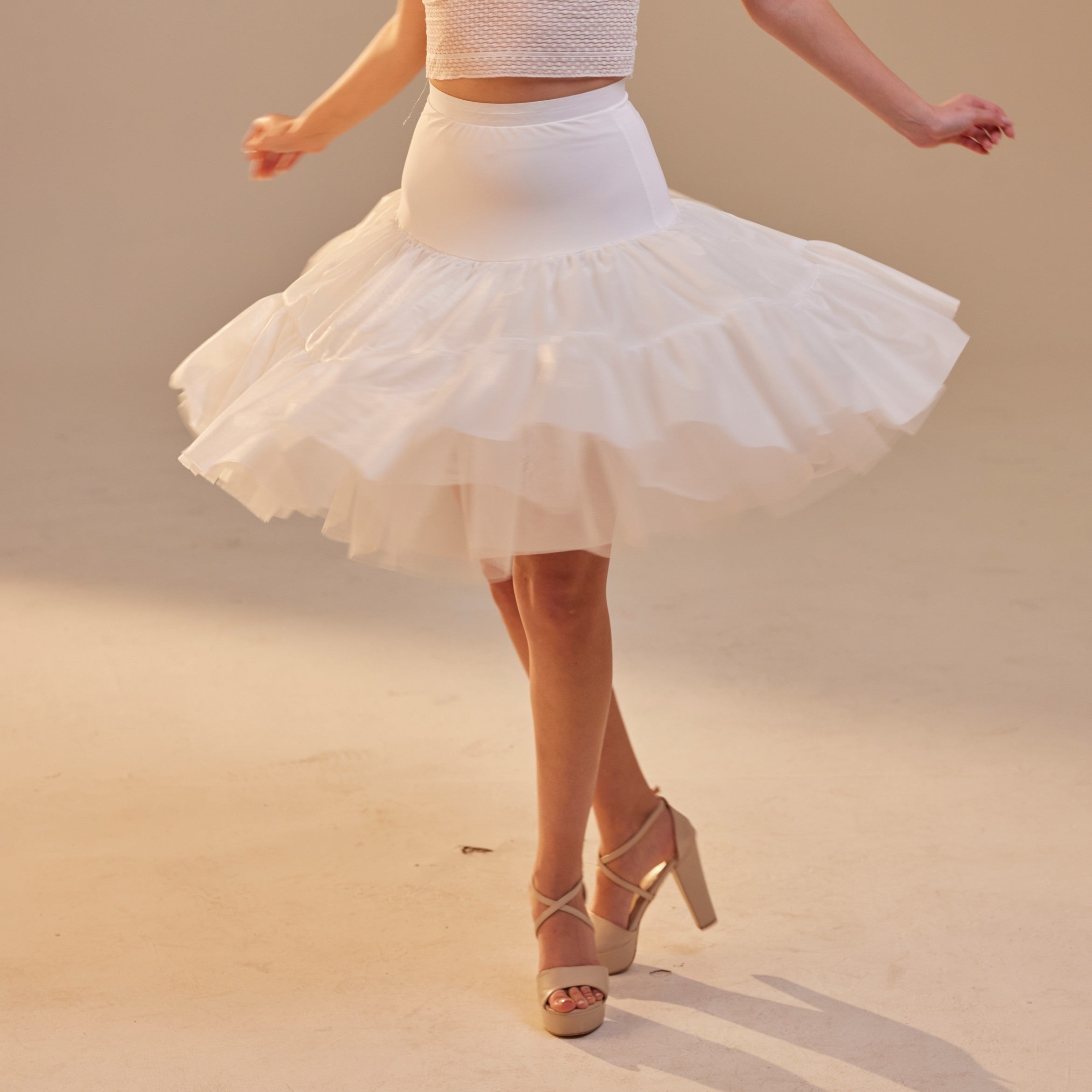 Short Petticoat Skirt with Corsage ,  Fluffy Layered Petticoat for Wedding, Party & Everyday Wear