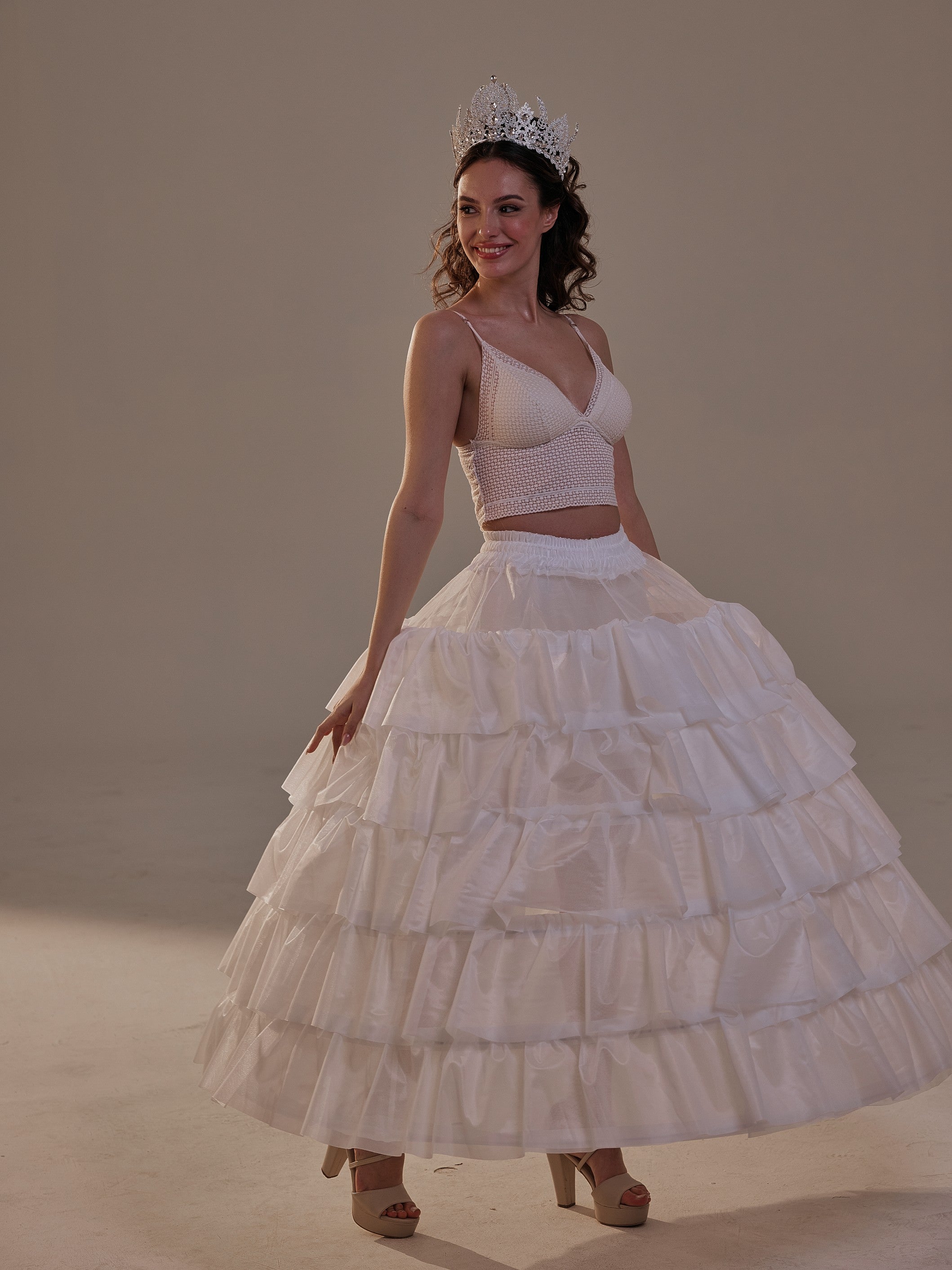 Short Ruffled Layered Hoop Skirt , Quinceañera & Wedding Underskirt