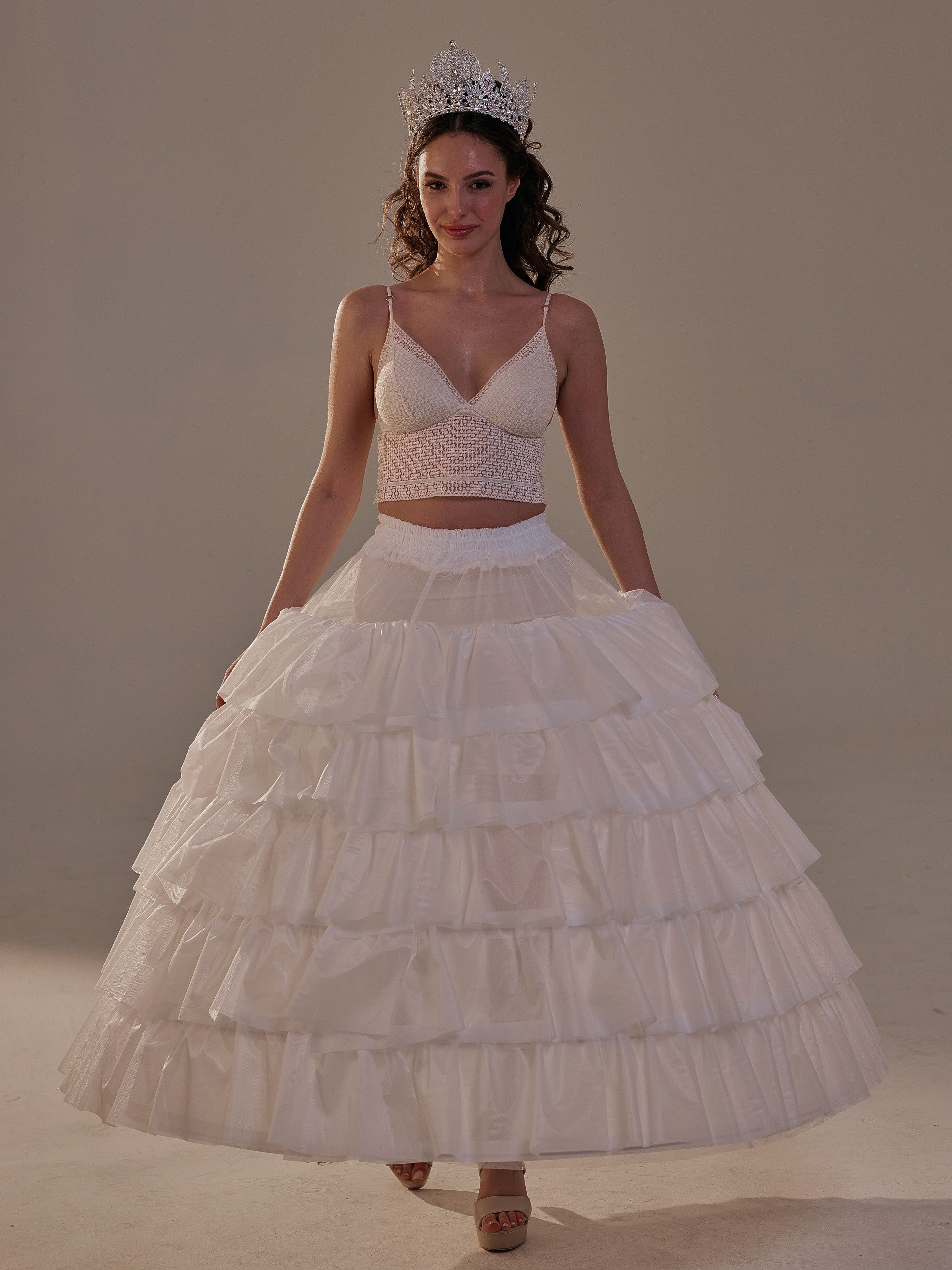 Short Ruffled Layered Hoop Skirt , Quinceañera & Wedding Underskirt