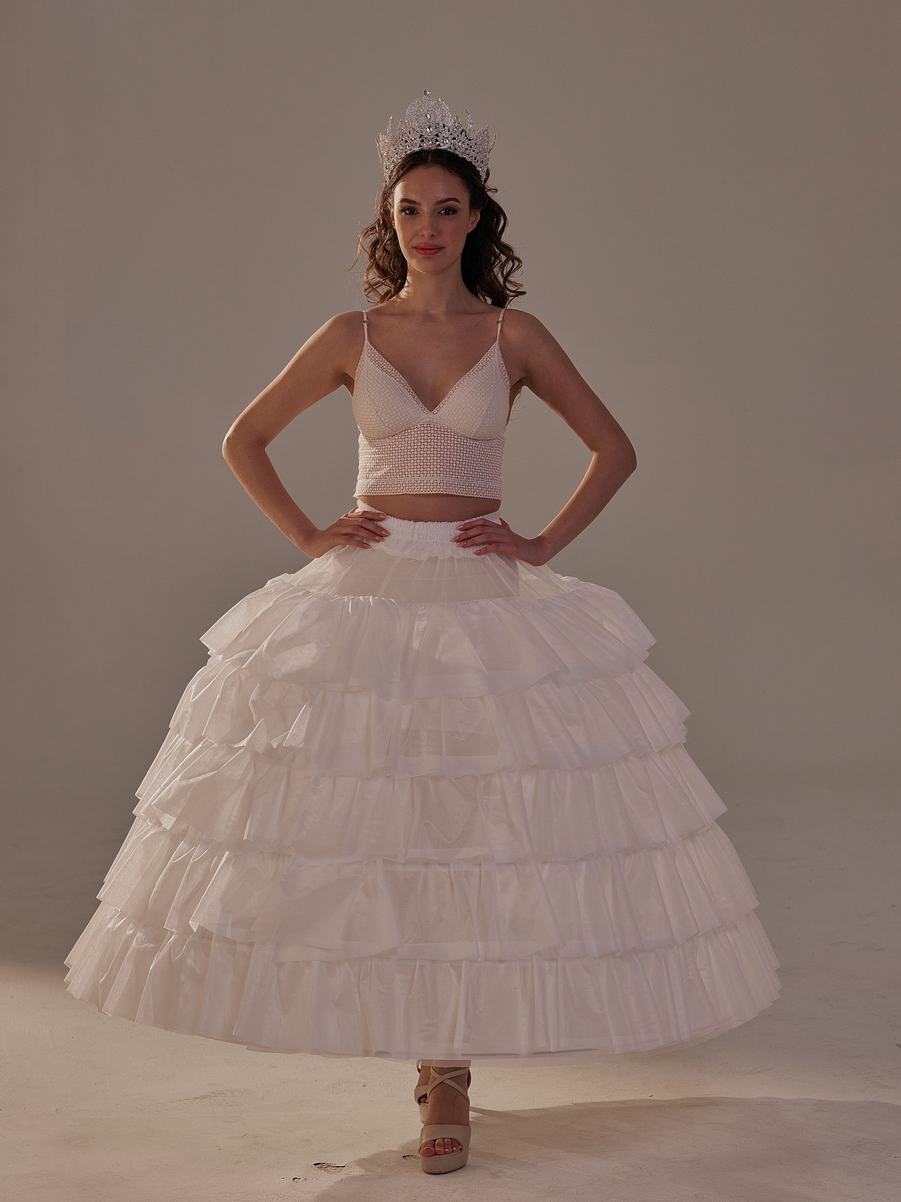 Short Ruffled Layered Hoop Skirt , Quinceañera & Wedding Underskirt