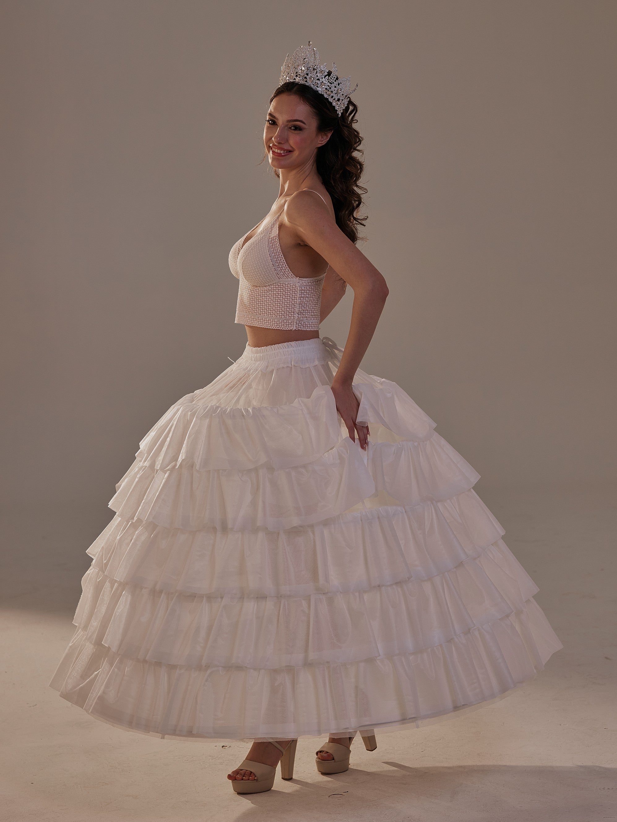 Short Ruffled Layered Hoop Skirt , Quinceañera & Wedding Underskirt