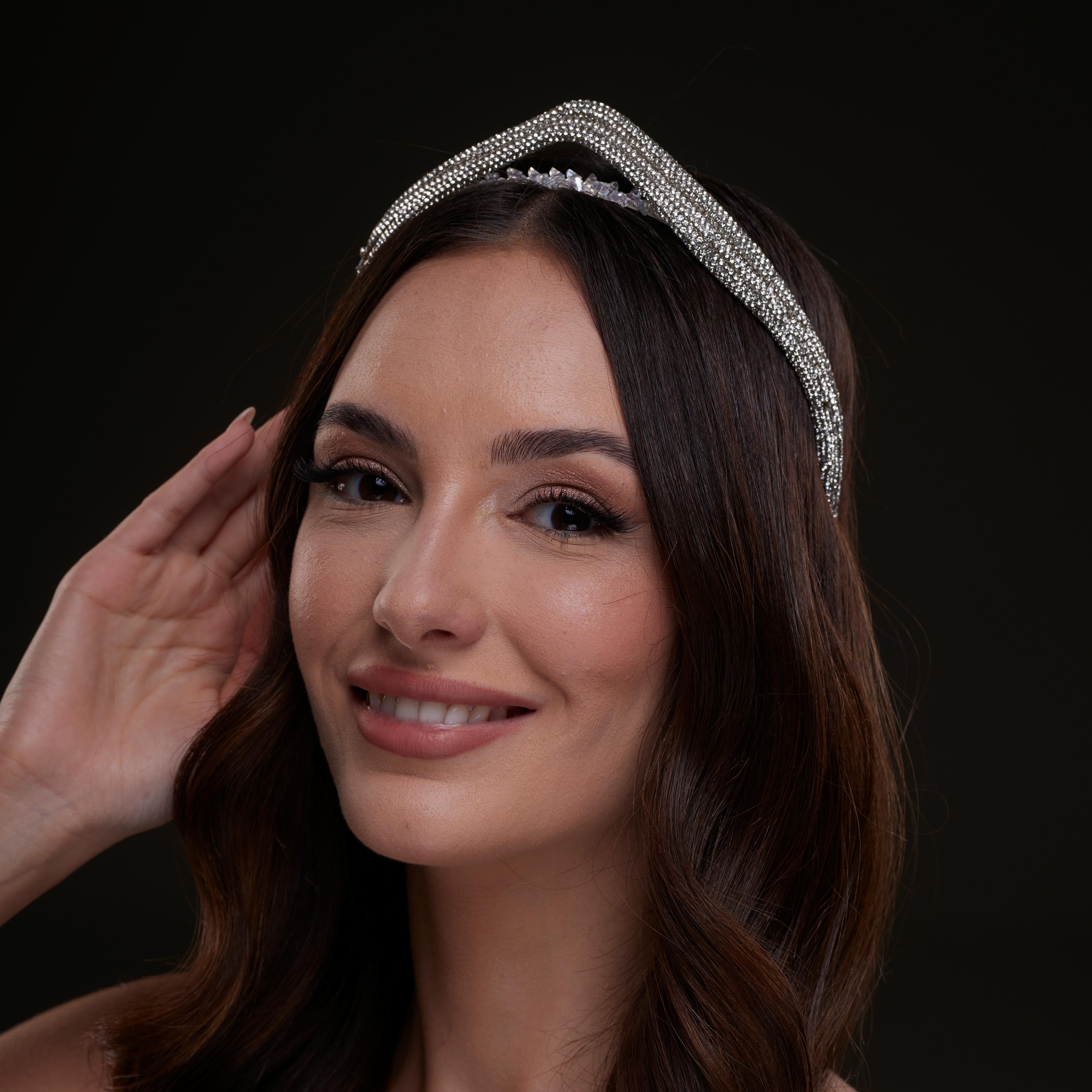 Silver V-Shaped Rhinestone Headband