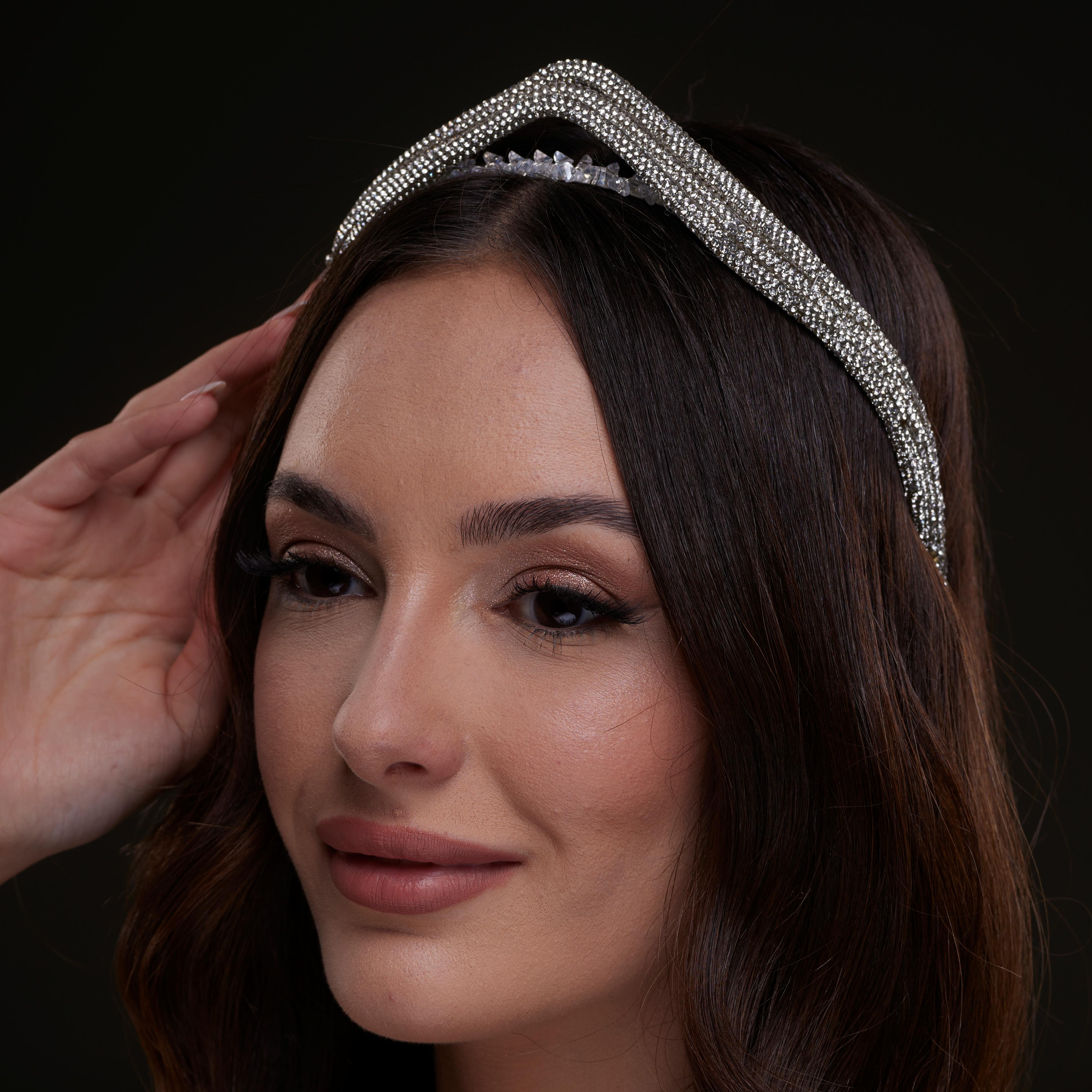 Silver V-Shaped Rhinestone Headband