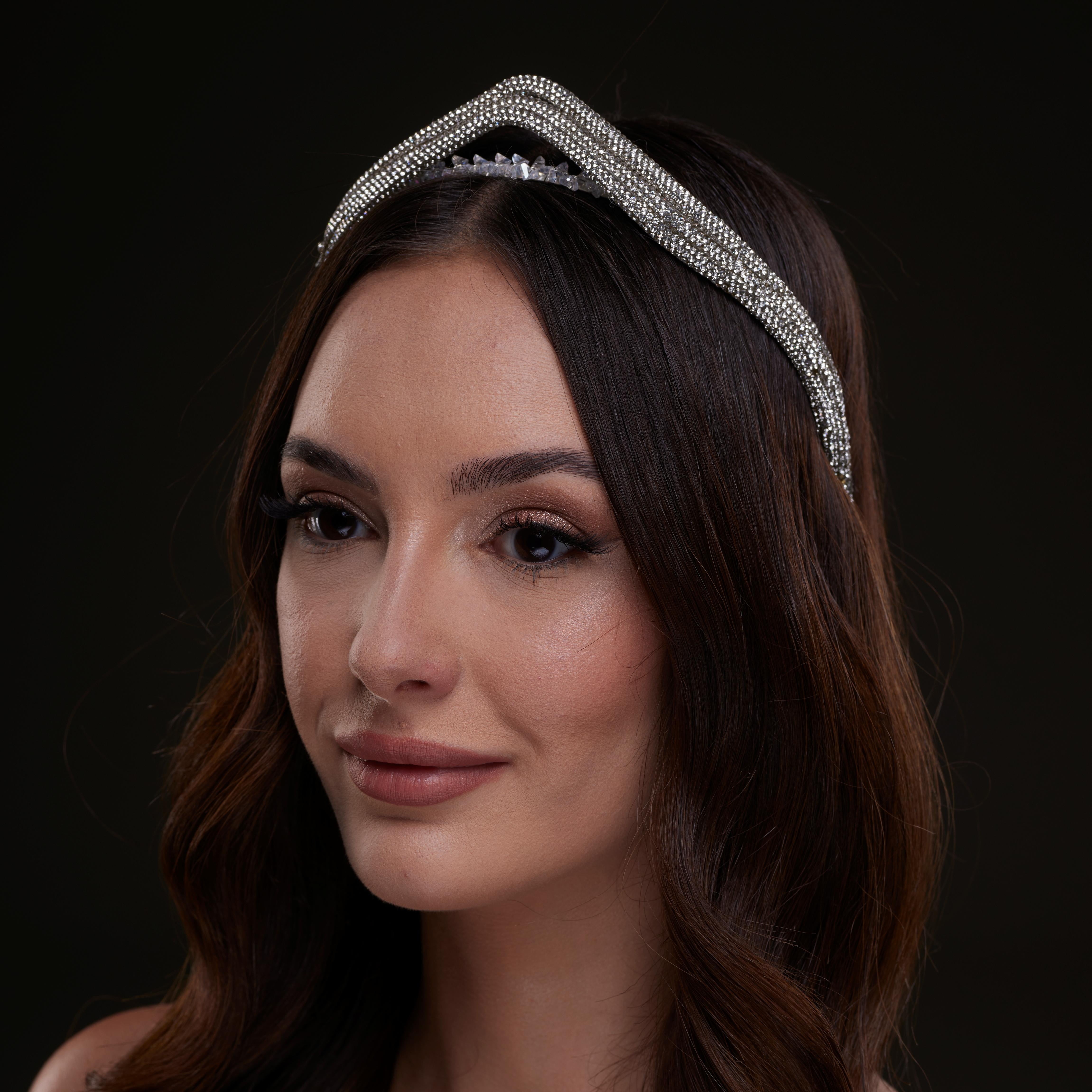Silver V-Shaped Rhinestone Headband