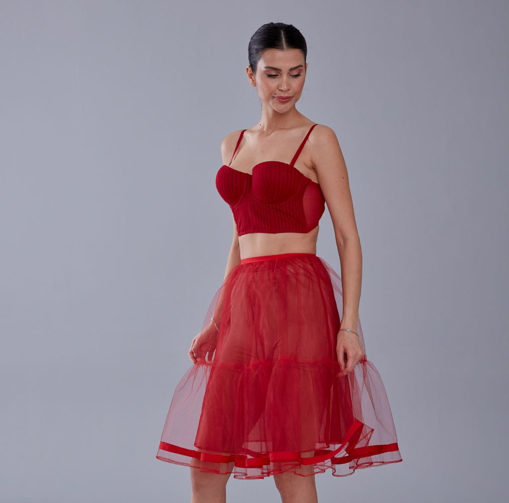 Red Voile Petticoat with Elastic Band - Perfect for Parties