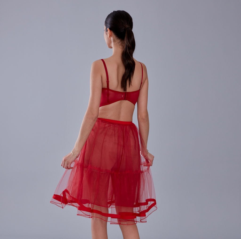 Red Voile Petticoat with Elastic Band - Perfect for Parties