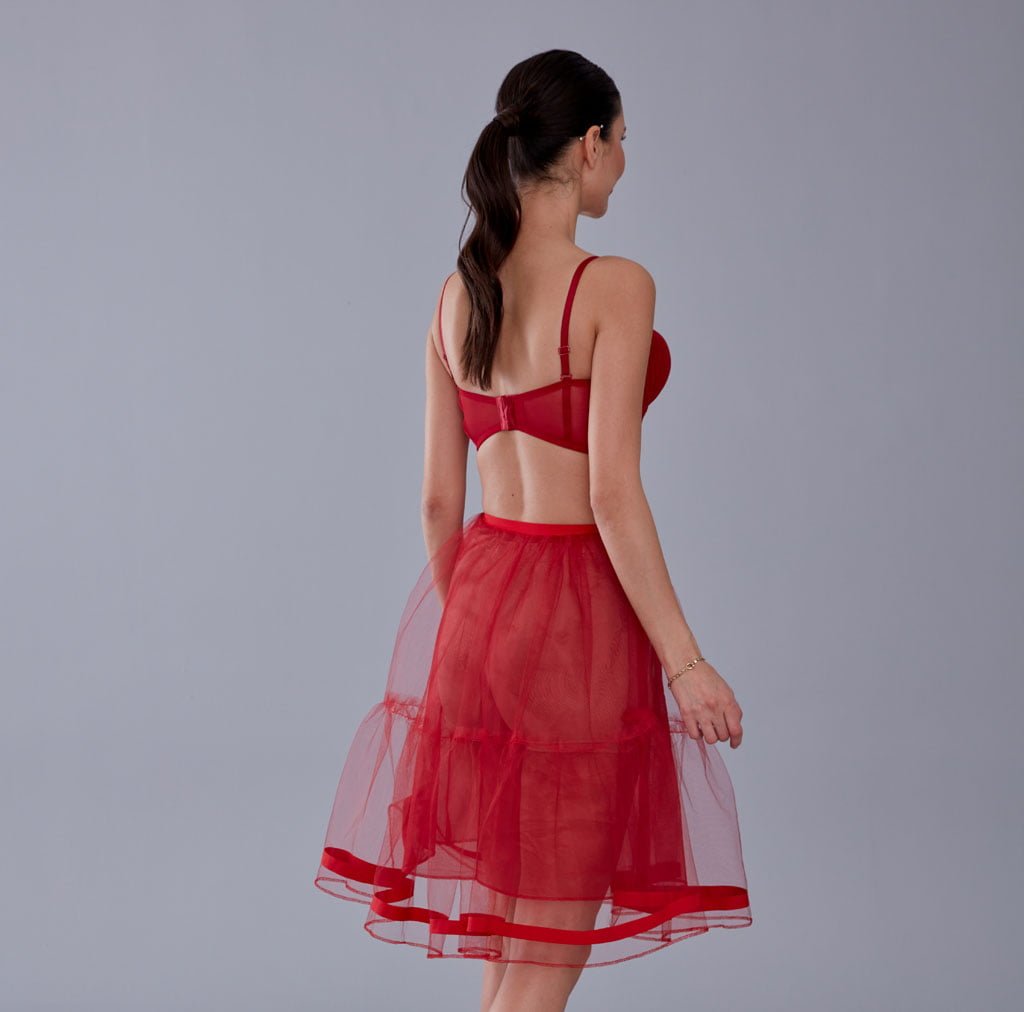 Red Voile Petticoat with Elastic Band - Perfect for Parties