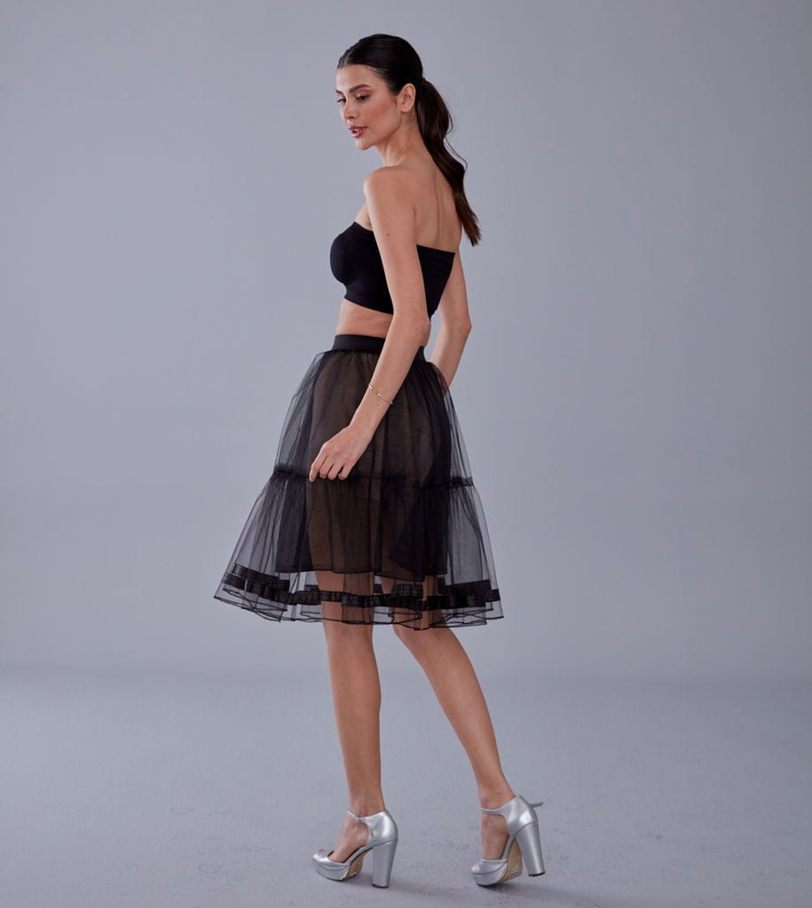 Black Voile Petticoat with Elastic Band - Perfect for Parties