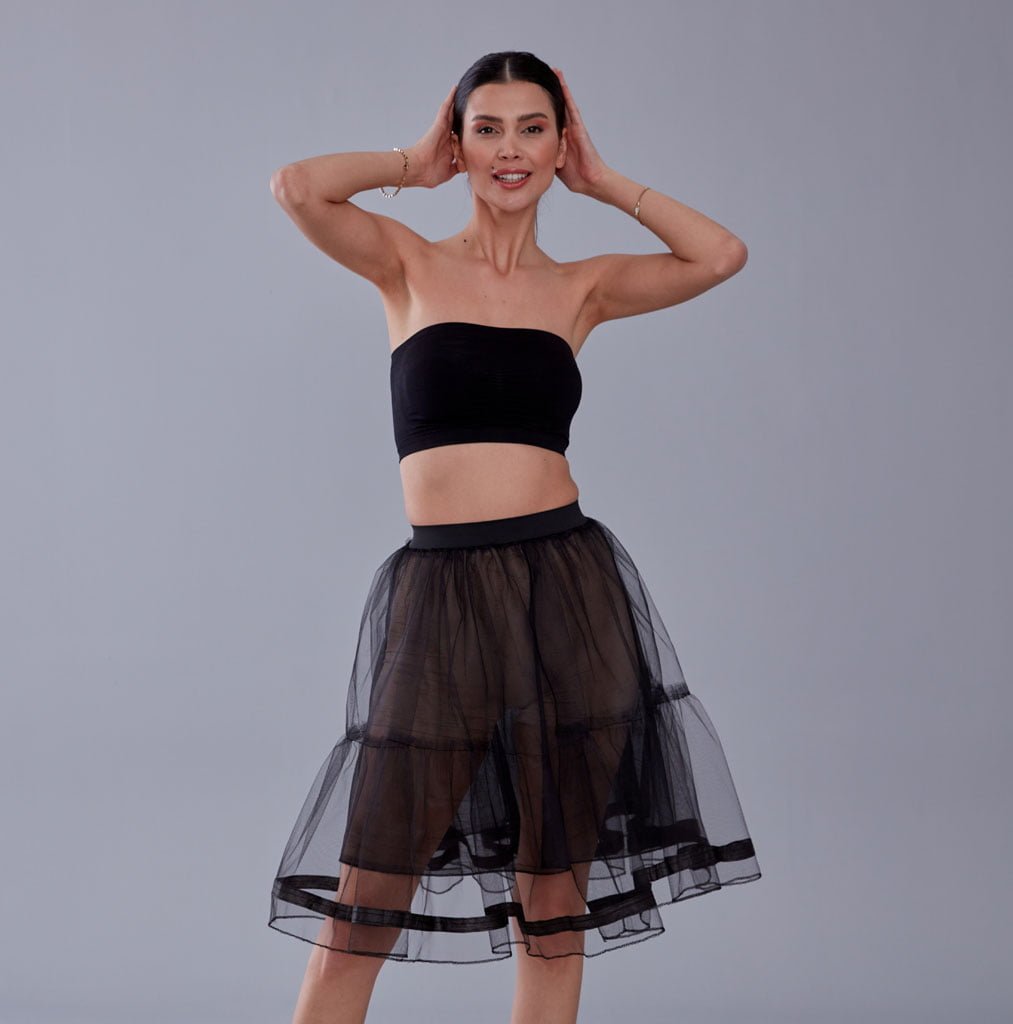 Black Voile Petticoat with Elastic Band - Perfect for Parties