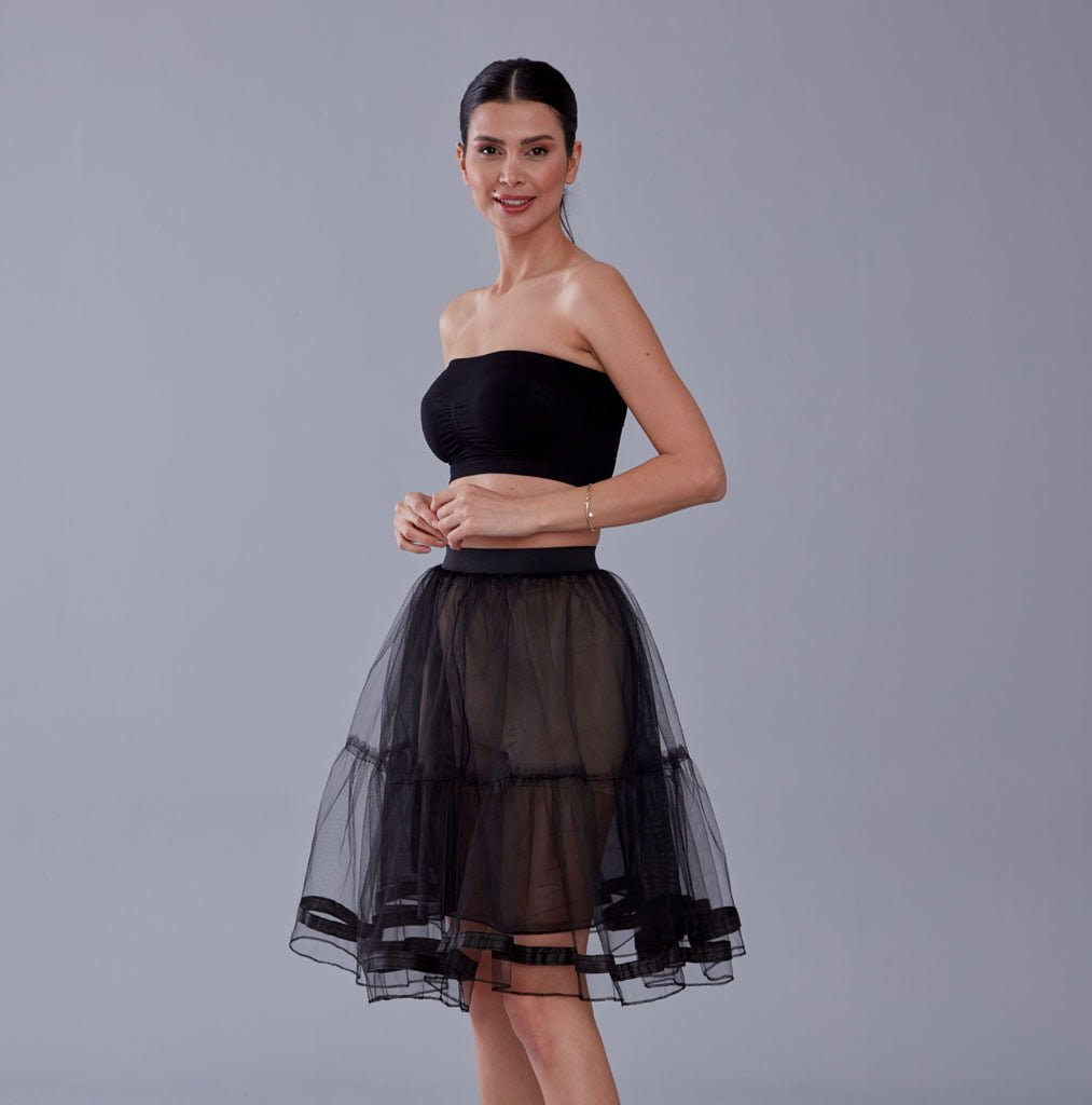 Black Voile Petticoat with Elastic Band - Perfect for Parties