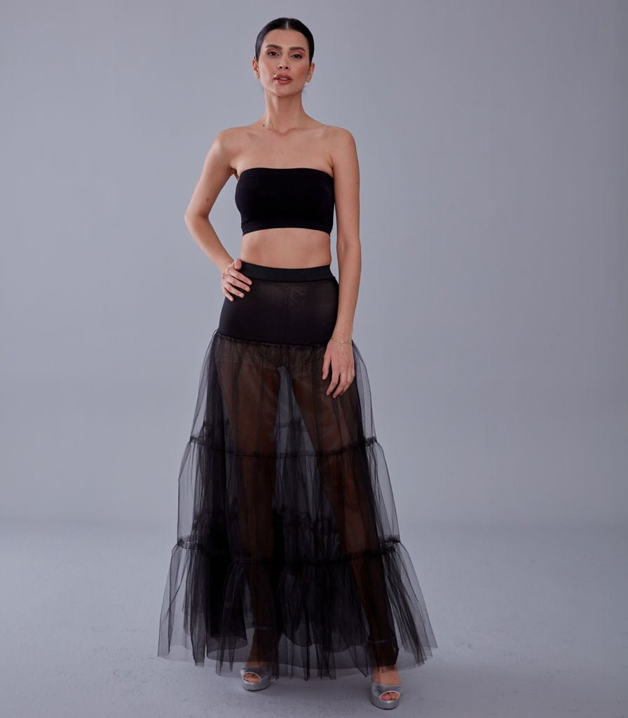 Black Edwardian Style Petticoat with Elastic Band - Gypsy Skirt