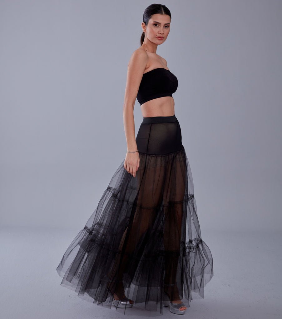 Black Edwardian Style Petticoat with Elastic Band - Gypsy Skirt