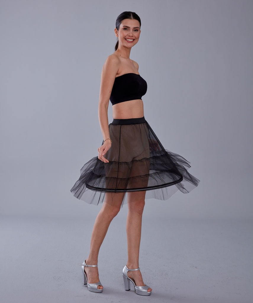 Lightweight hoop petticoat adding structure to short dresses
