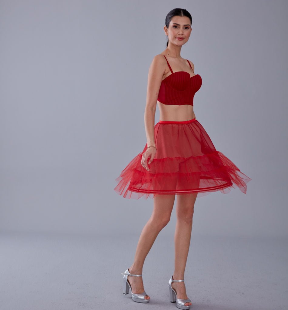 Wedding Dress Underskirt, Red Petticoat