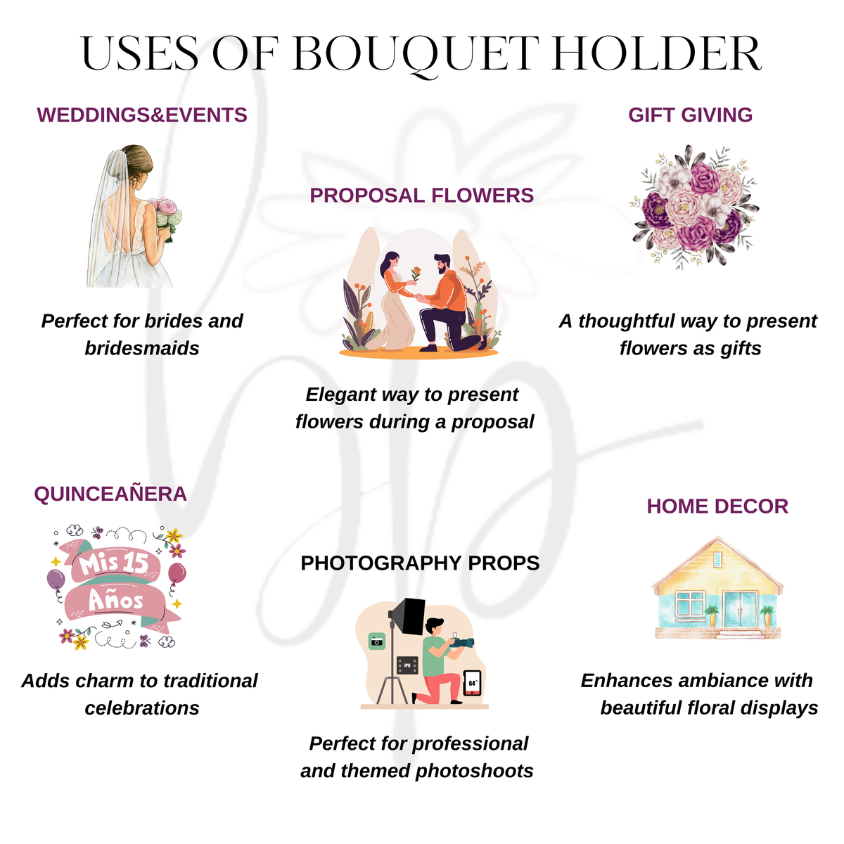 Luxury Quinceañera & Wedding Bouquet Holder – Handcrafted with Rhinestone Flowers & Crystal Stones