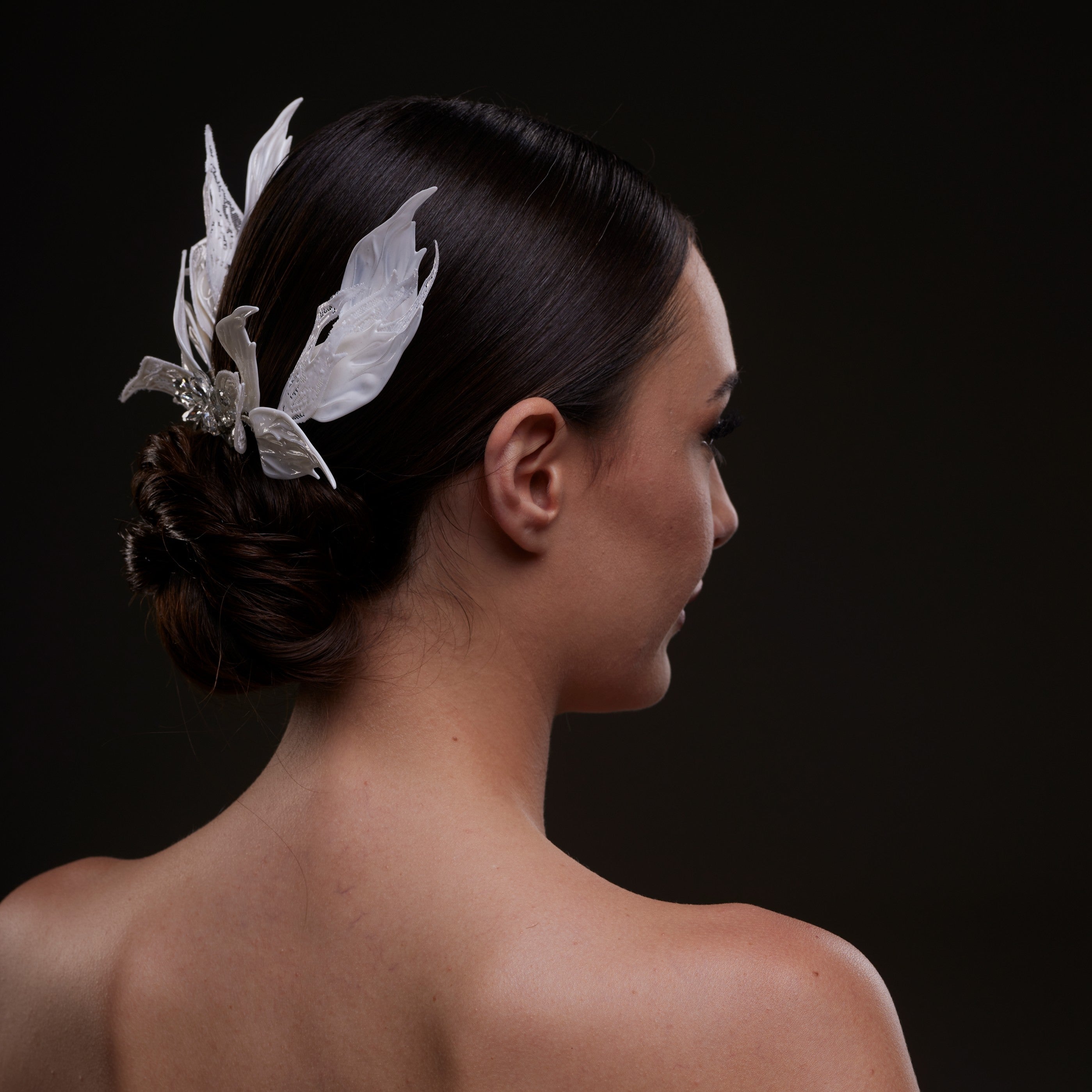 White Feather Petal Bridal Hair Comb