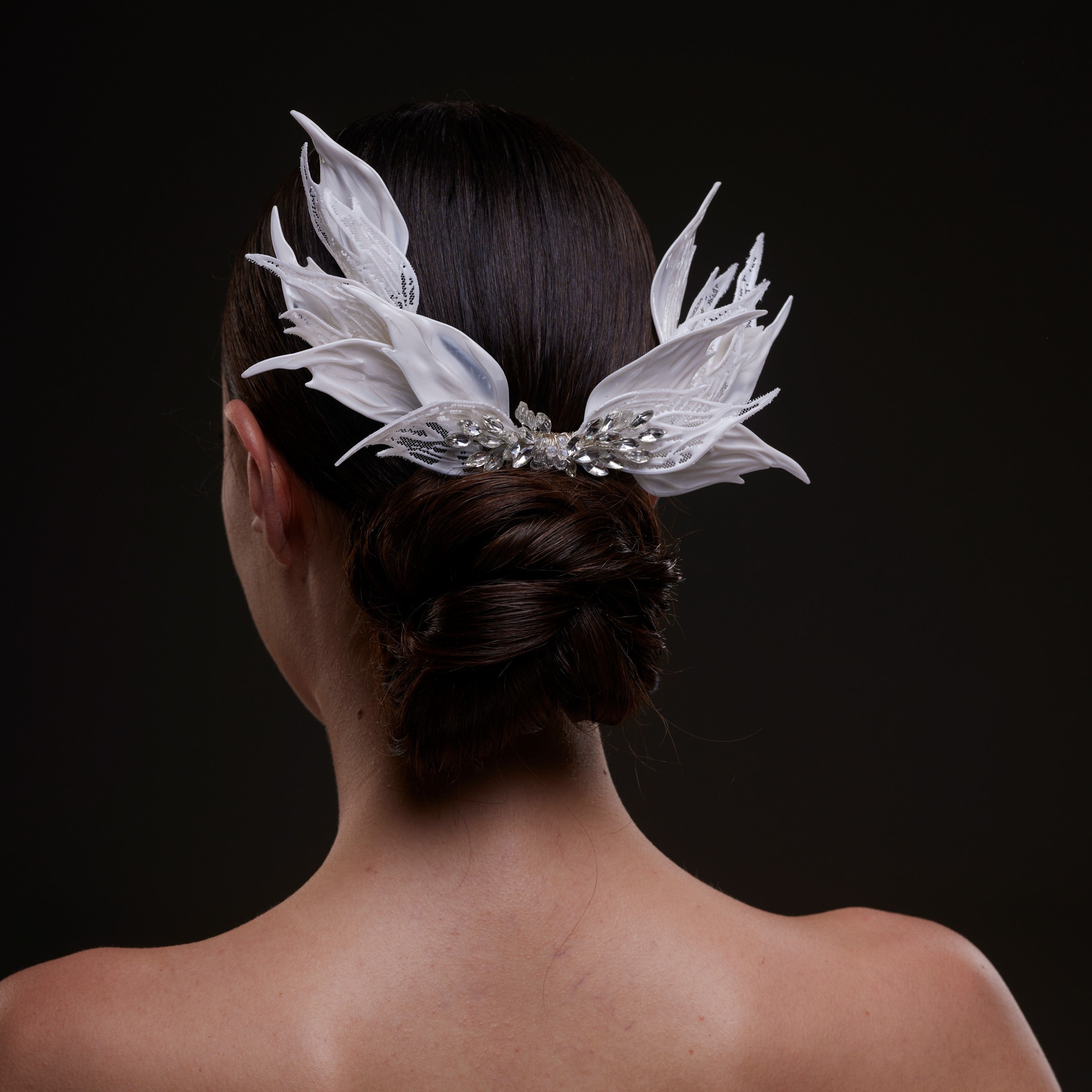 White Feather Petal Bridal Hair Comb