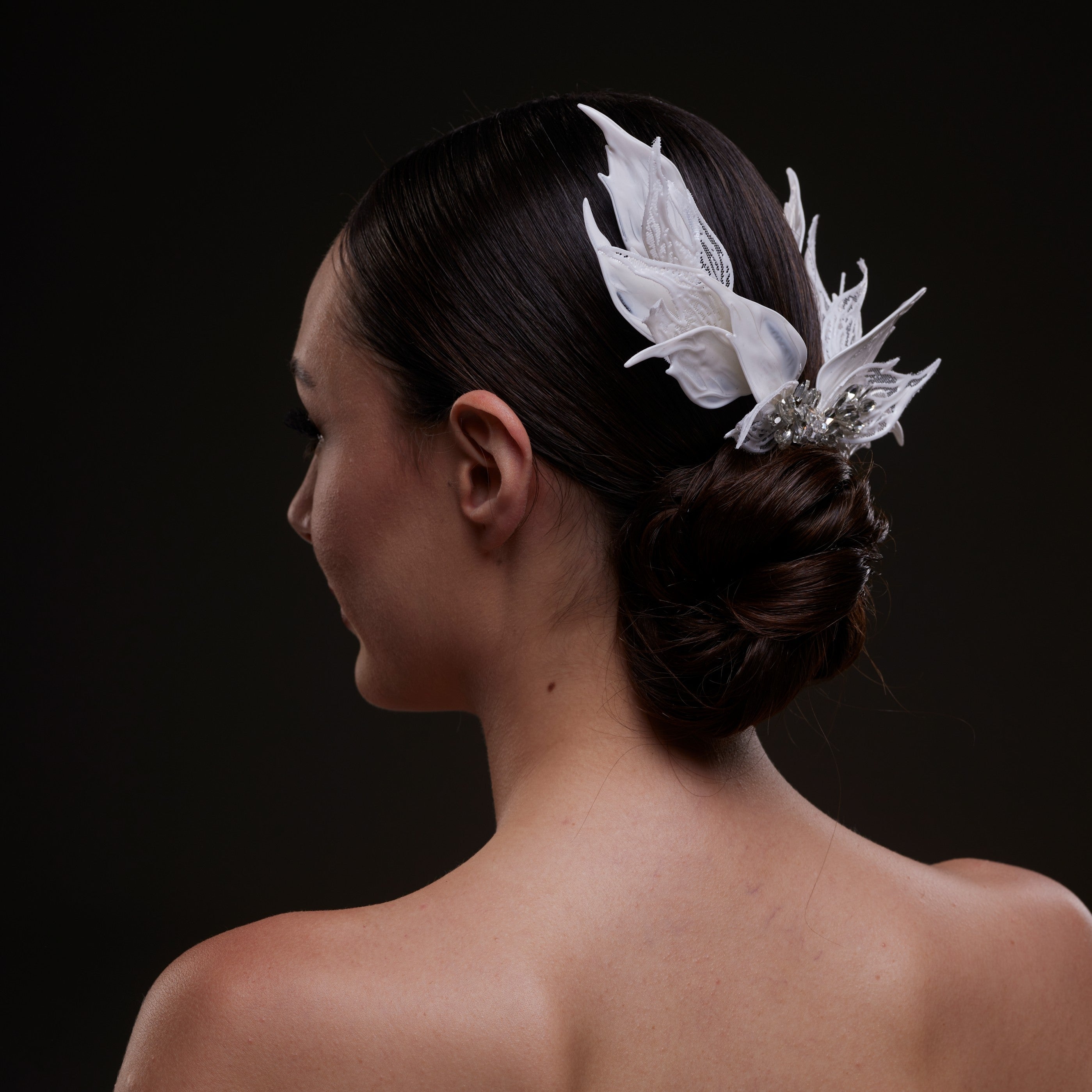 White Feather Petal Bridal Hair Comb