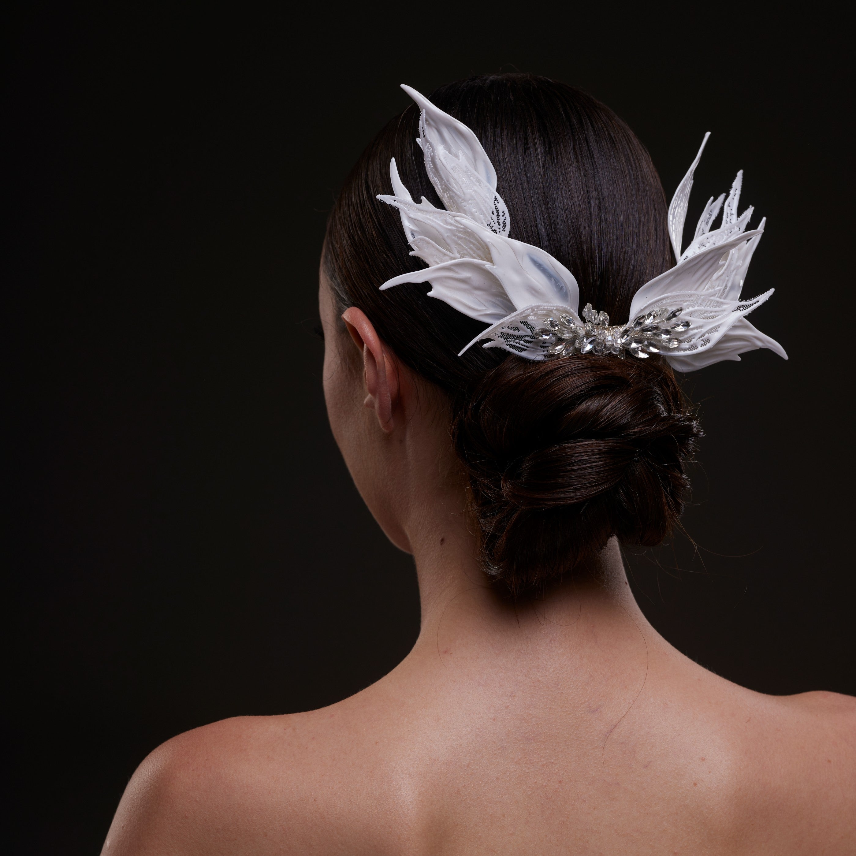 White Feather Petal Bridal Hair Comb