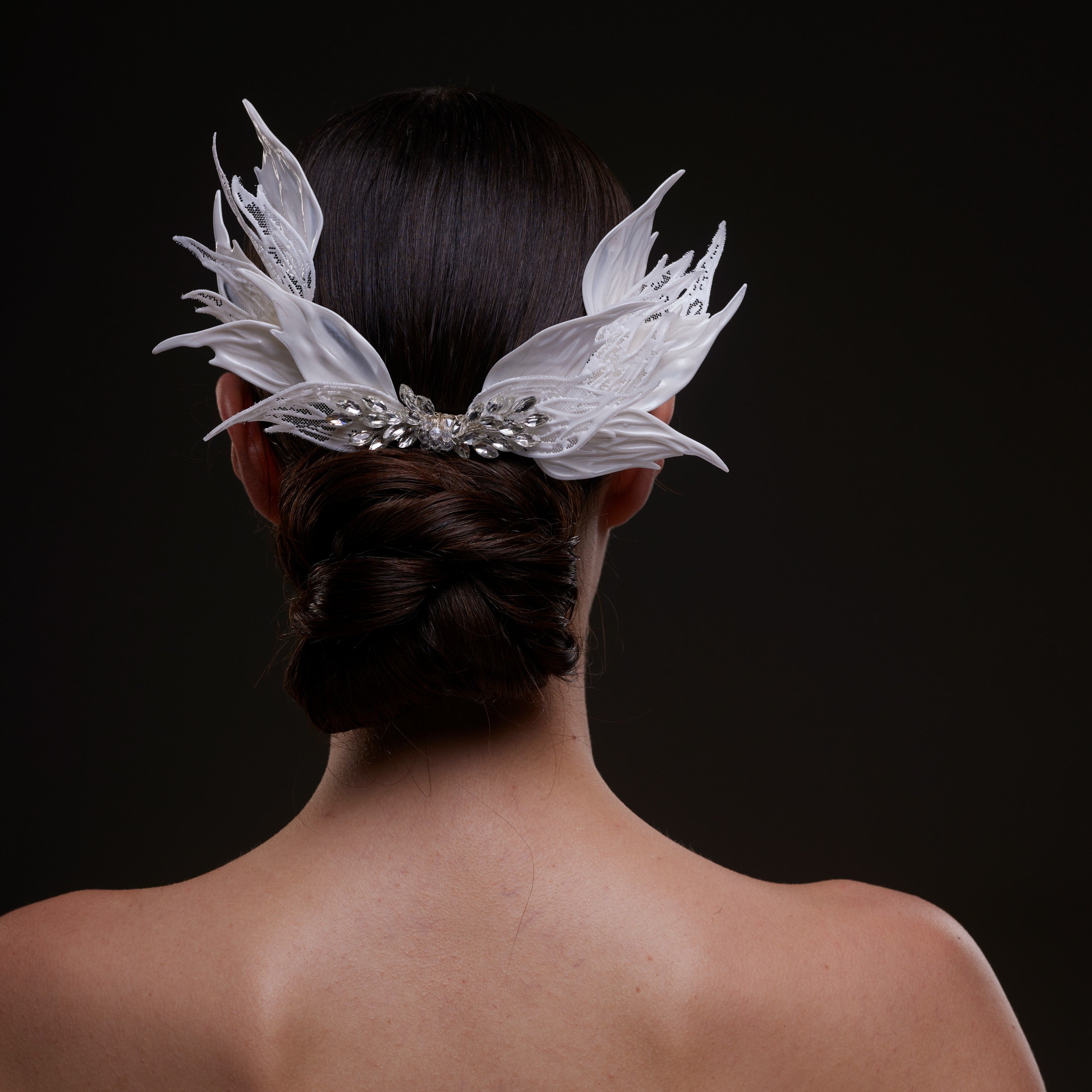 White Feather Petal Bridal Hair Comb