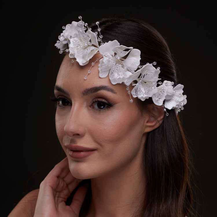 White Orchid Hair Vine
