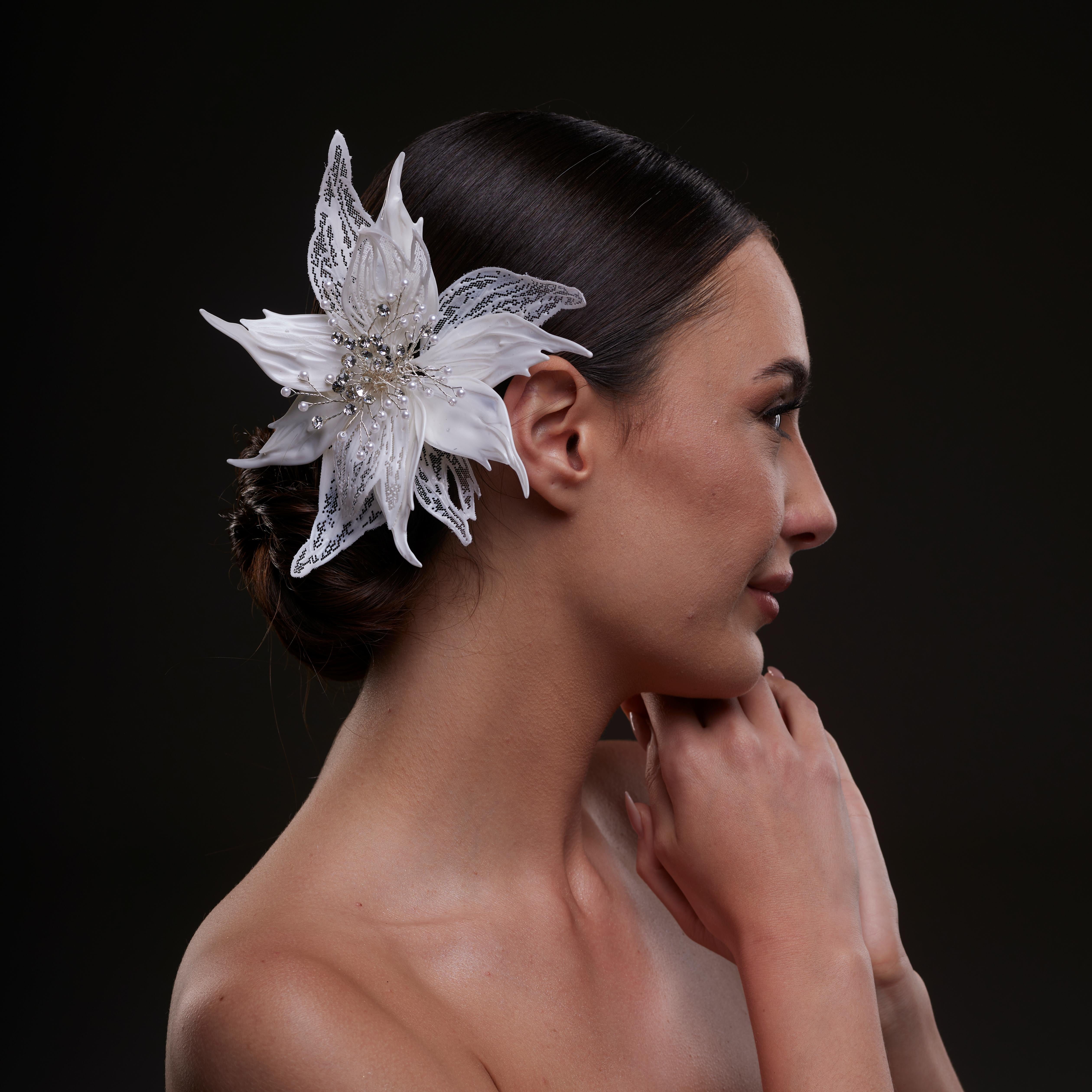 Large White Flower Bridal Hair Comb