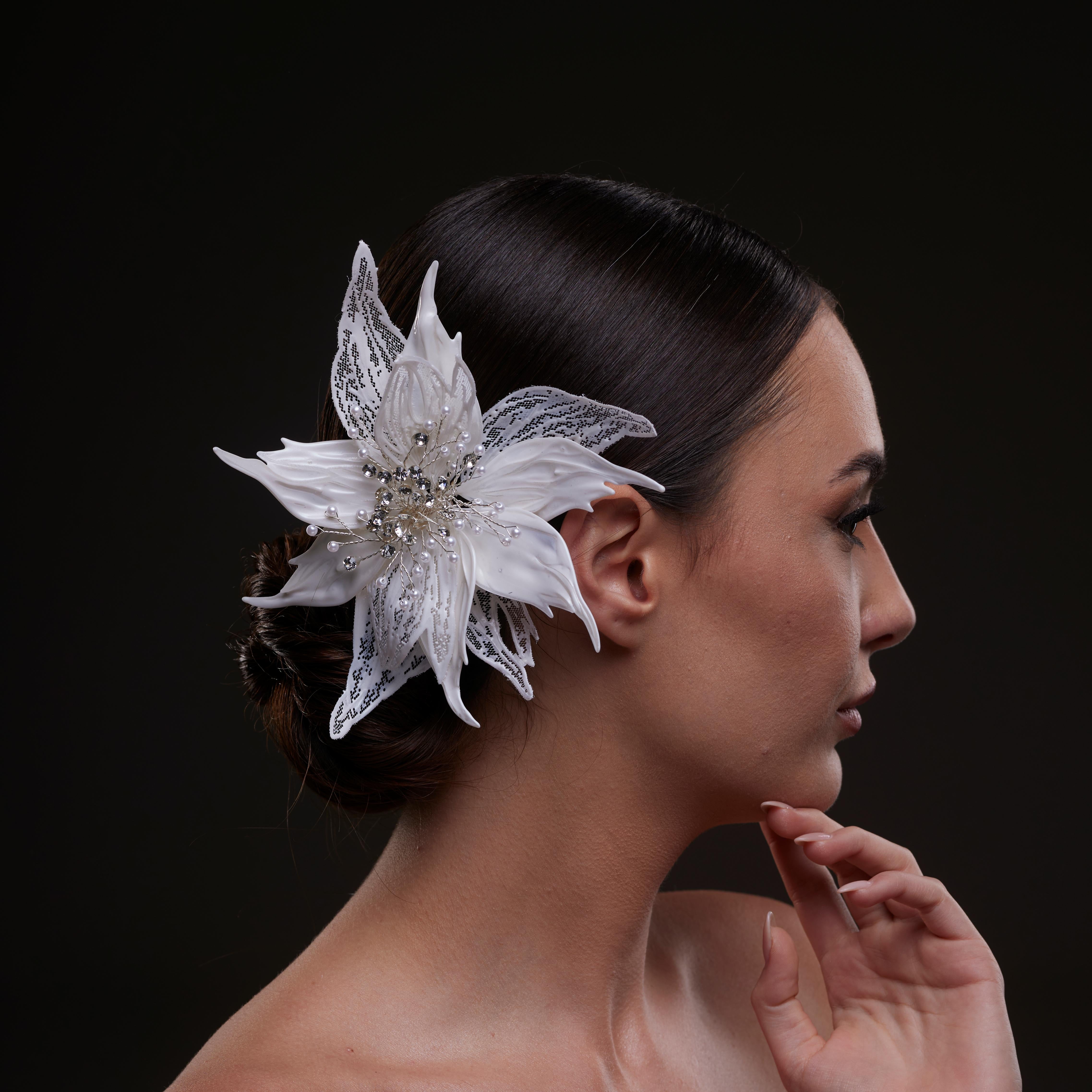 Large White Flower Bridal Hair Comb