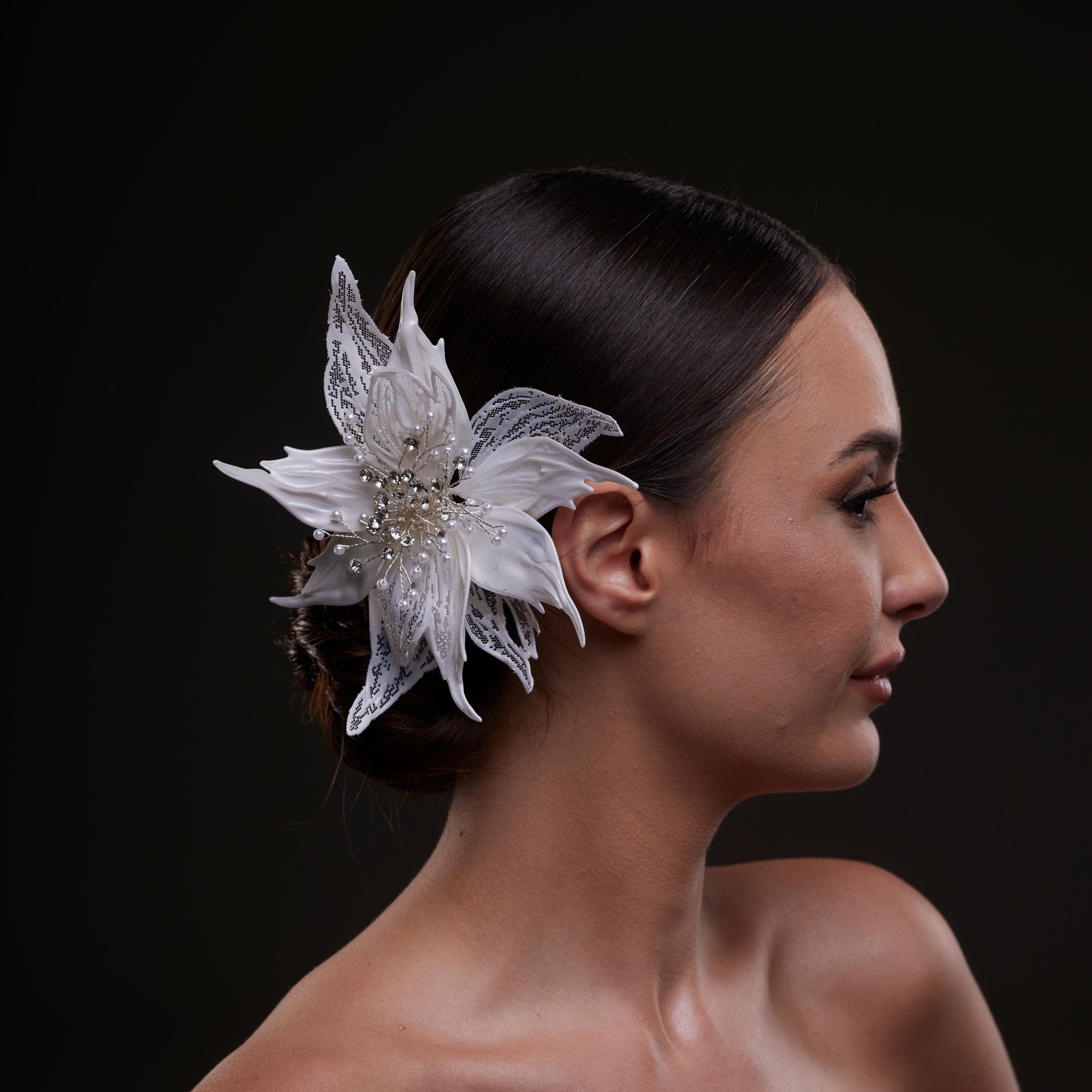 Large White Flower Bridal Hair Comb