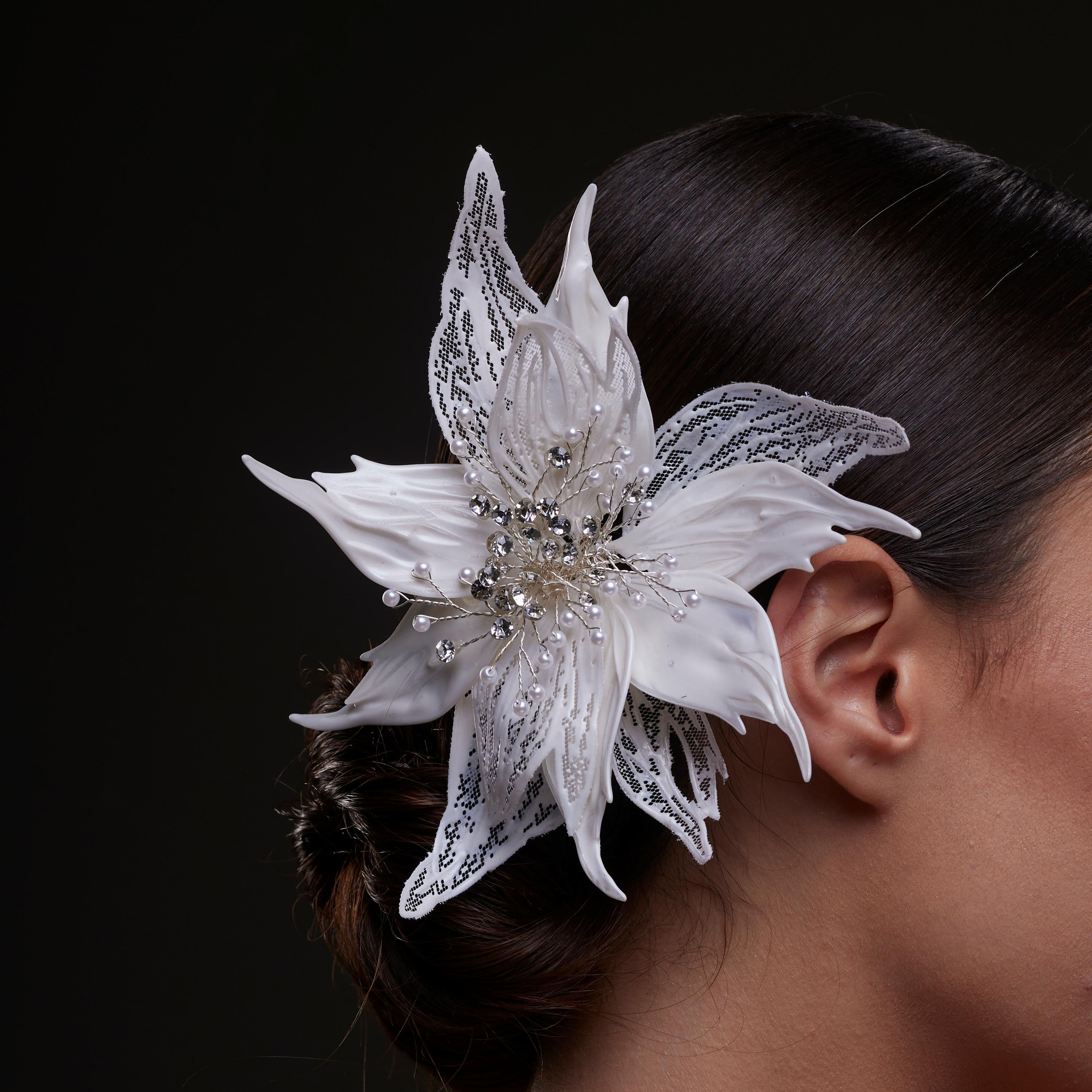 Large White Flower Bridal Hair Comb