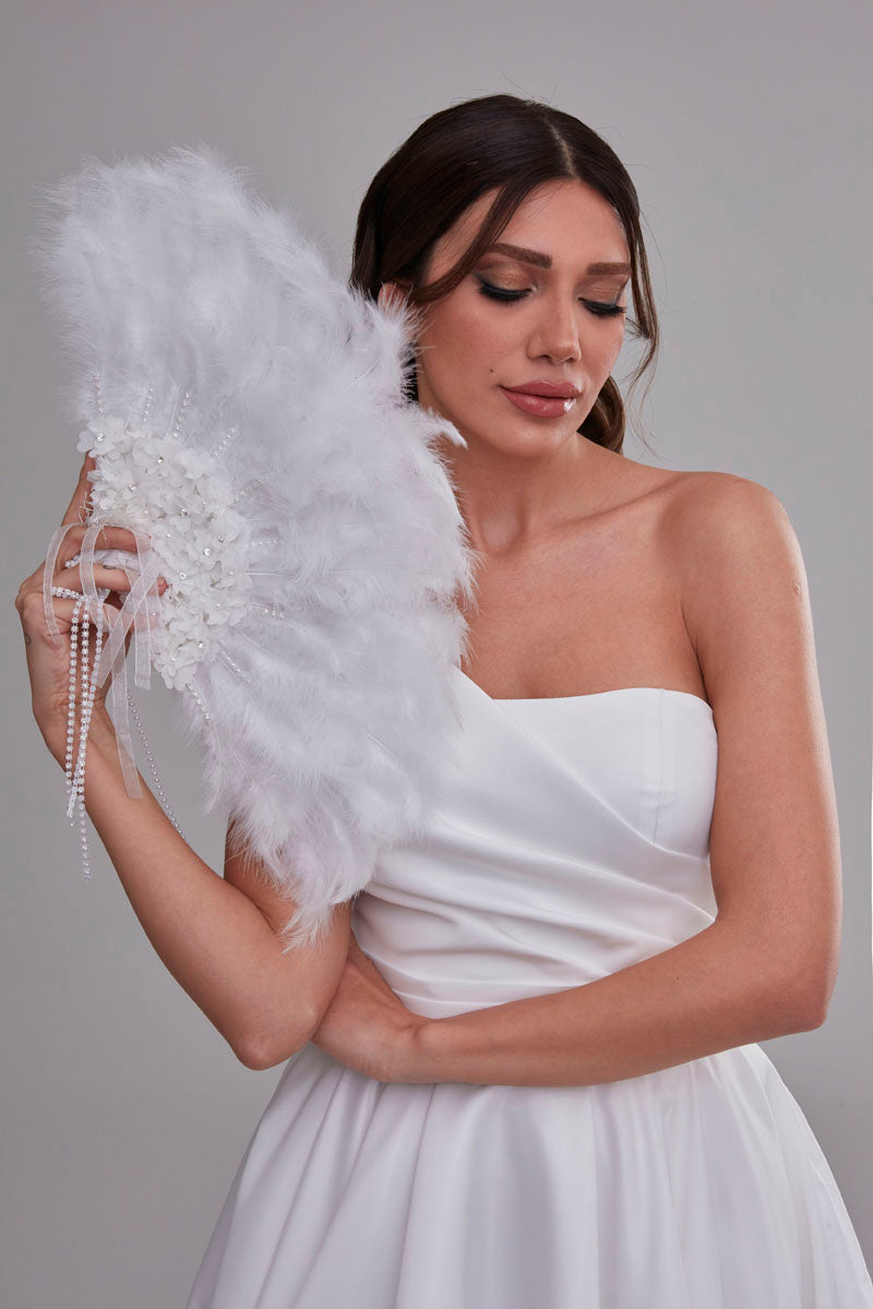 Luxurious Hand Fan with Feather - Bridal Port