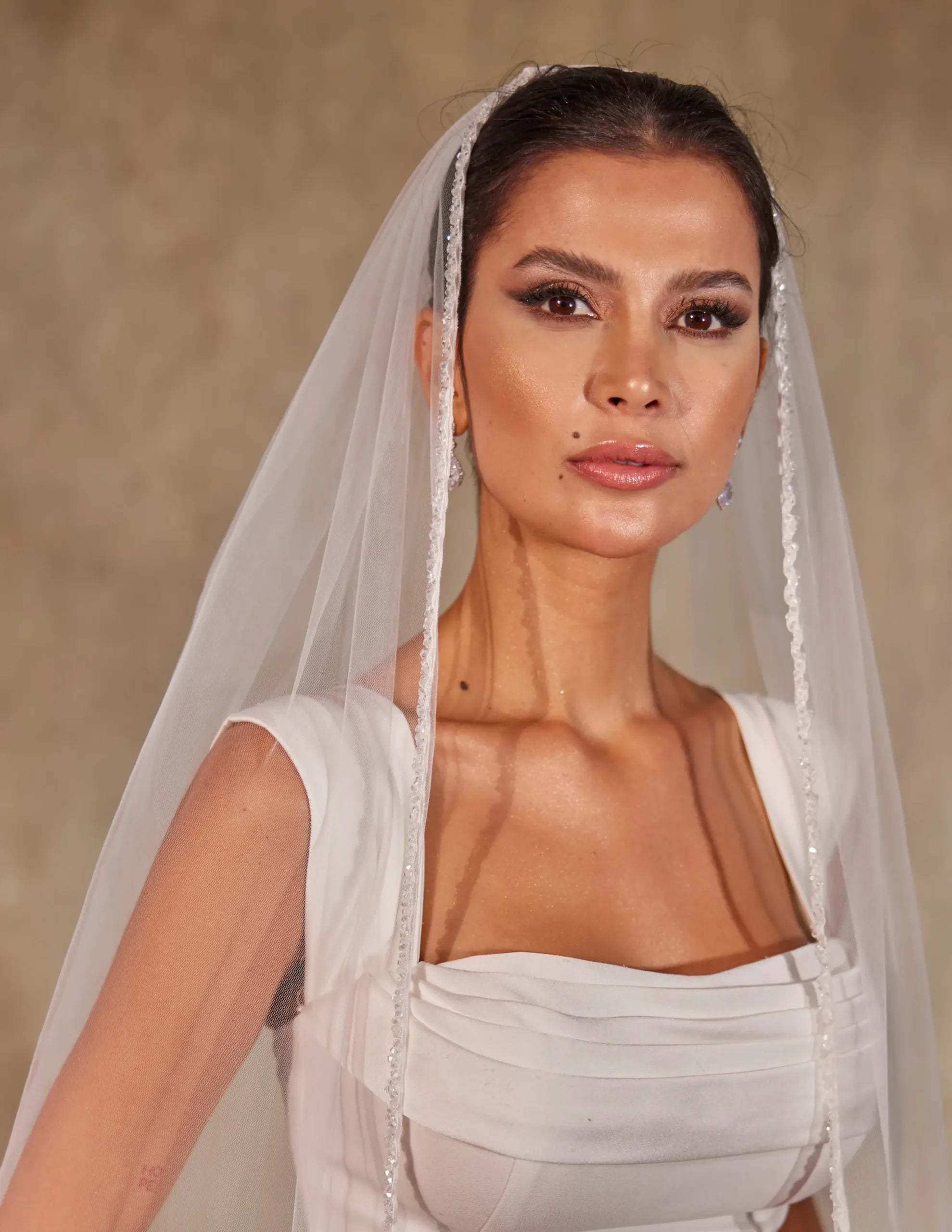 Hand-Beaded Crystal Cathedral Veil - D249 - Bridal Port